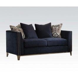 Acme Phaedra Loveseat with 4 Pillows in Blue Fabric 52831 - Luxury Home Furniture (MI)