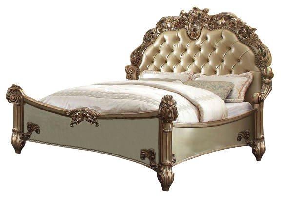 Acme Vendome Button Tufted Queen Bed in Gold Patina 23000Q - Luxury Home Furniture (MI)