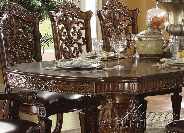 Acme Vendome Double Pedestal Dining Table in Cherry - Luxury Home Furniture (MI)