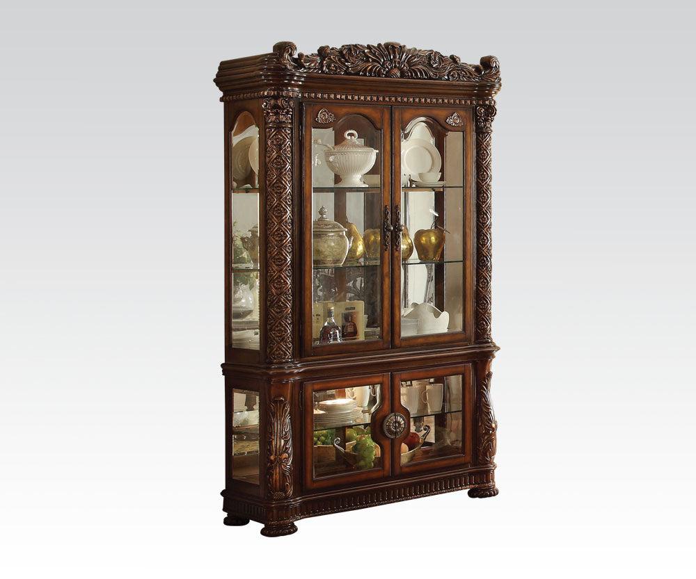 Acme Vendome Curio Cabinet with Mirror Back in Cherry 62023 - Luxury Home Furniture (MI)