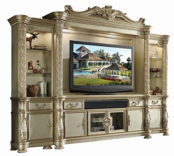 Acme Vendome Entertainment Center in Gold Patina 91310 - Luxury Home Furniture (MI)