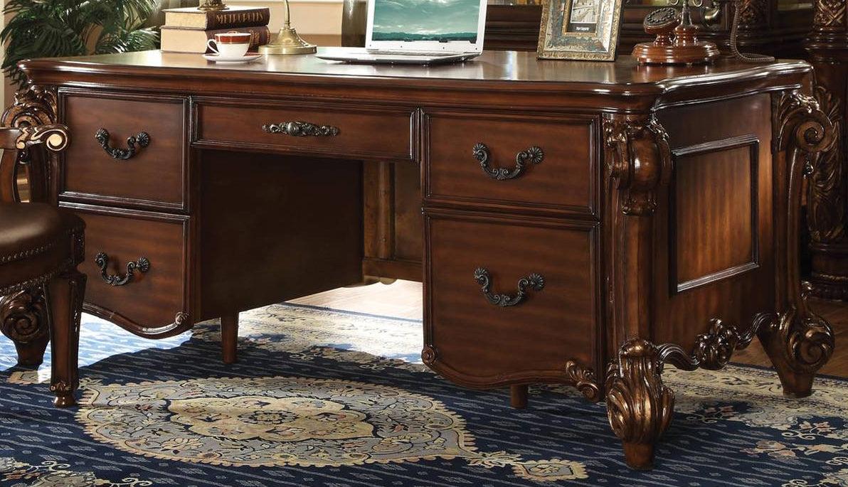 Acme Vendome Five Drawer Double Pedestal Desk in Cherry 92125 - Luxury Home Furniture (MI)