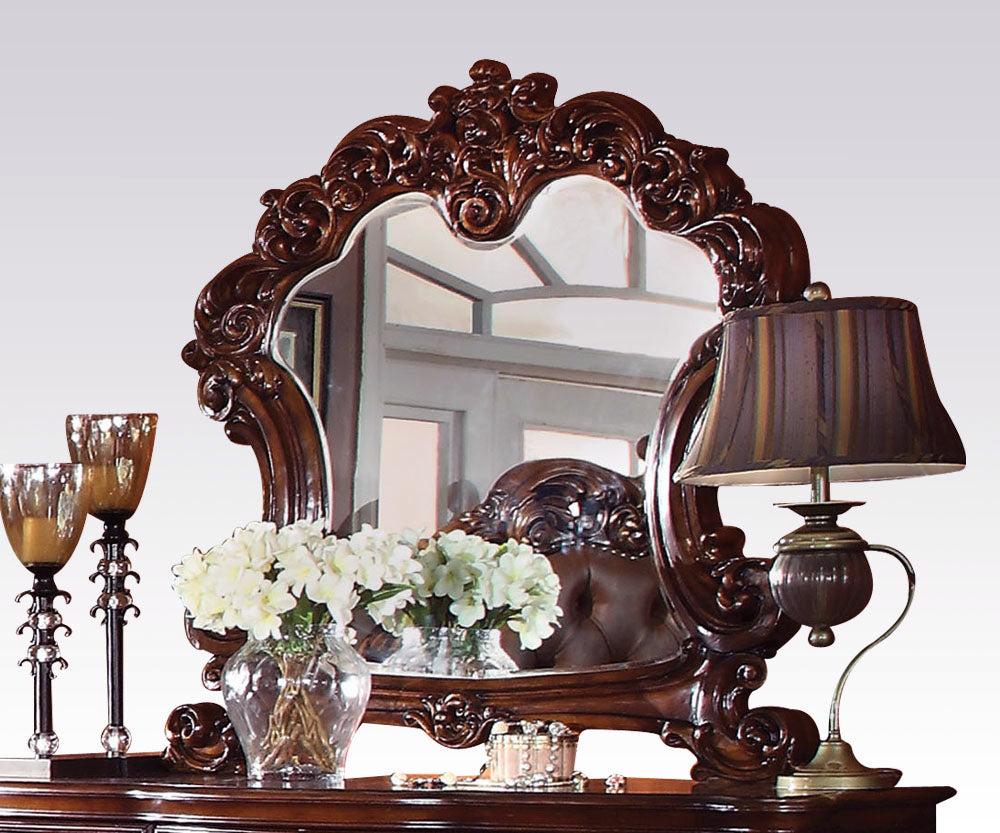 Acme Vendome Landscape Mirror with Intricate Details in Cherry 22004 - Luxury Home Furniture (MI)