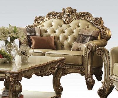Acme Vendome Loveseat w/ 3 Pillows in Gold Patina 53001 - Luxury Home Furniture (MI)