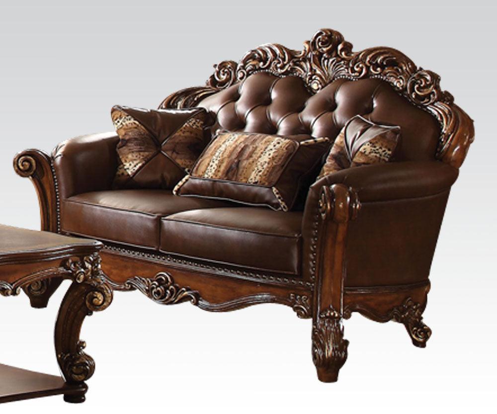 Acme Vendome Loveseat with 2 Pillows in Cherry 52002 - Luxury Home Furniture (MI)