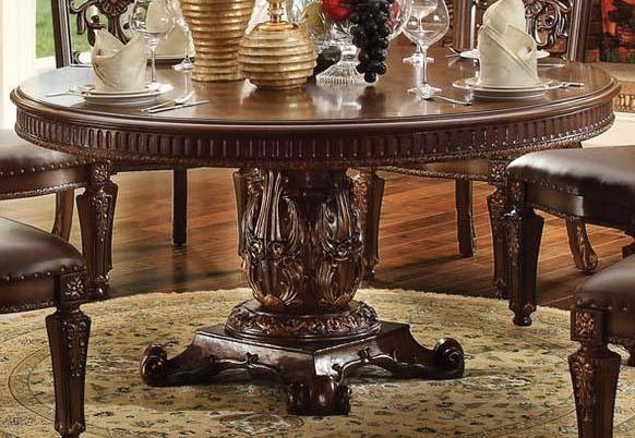 Acme Vendome Single Pedestal Round Dining Table with 60"D Table Top in Cherry 62015 - Luxury Home Furniture (MI)