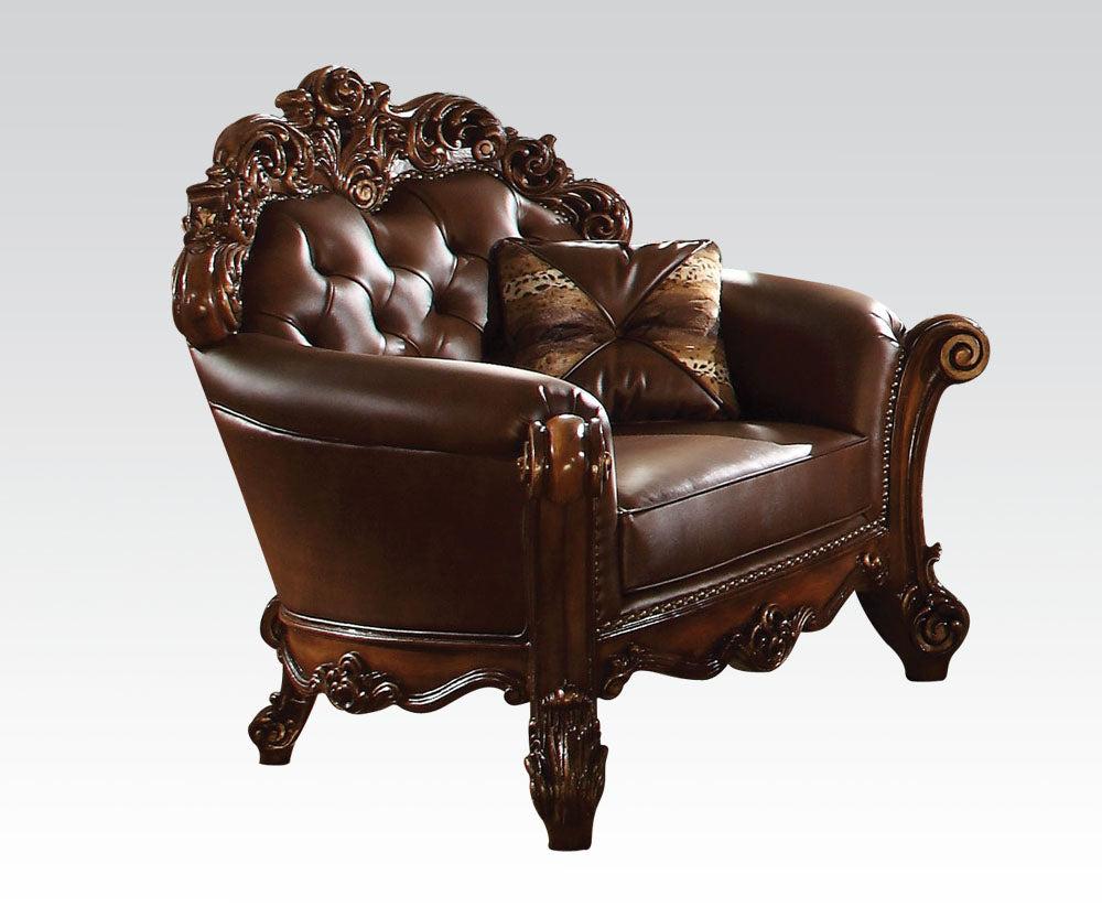 Acme Vendome Upholstered Chair with 1 Pillow in Cherry 52003 - Luxury Home Furniture (MI)