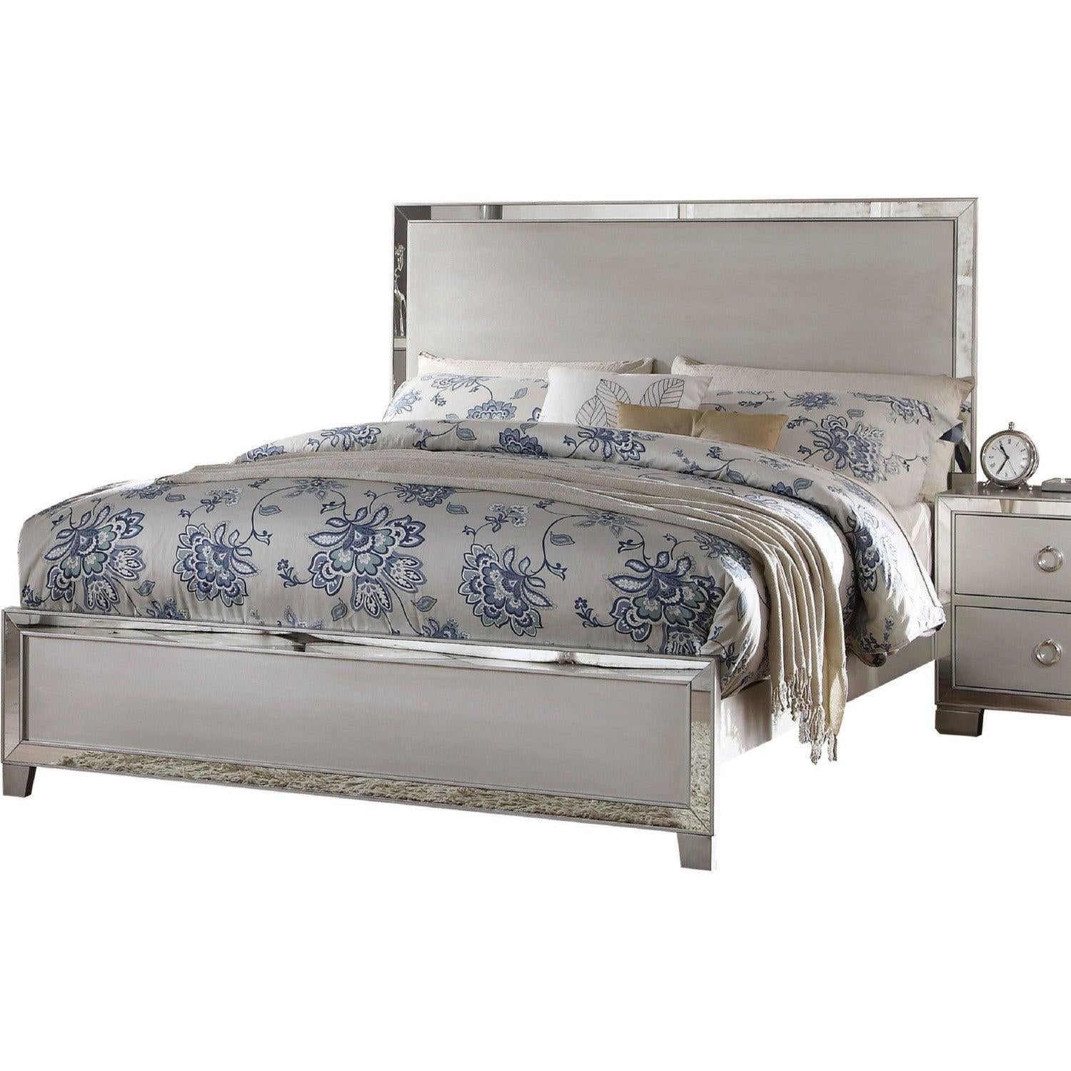 Acme Voeville King Panel Bed in Platinum 24837EK - Luxury Home Furniture (MI)