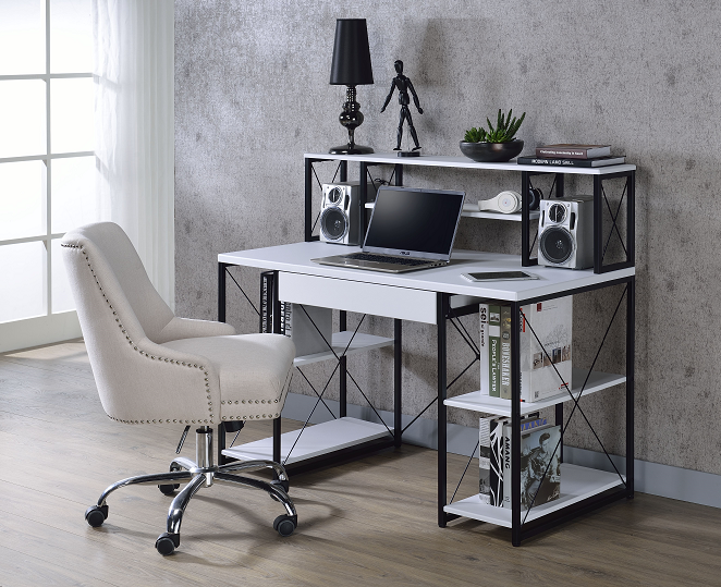 Amiel White & Black Desk - Luxury Home Furniture (MI)