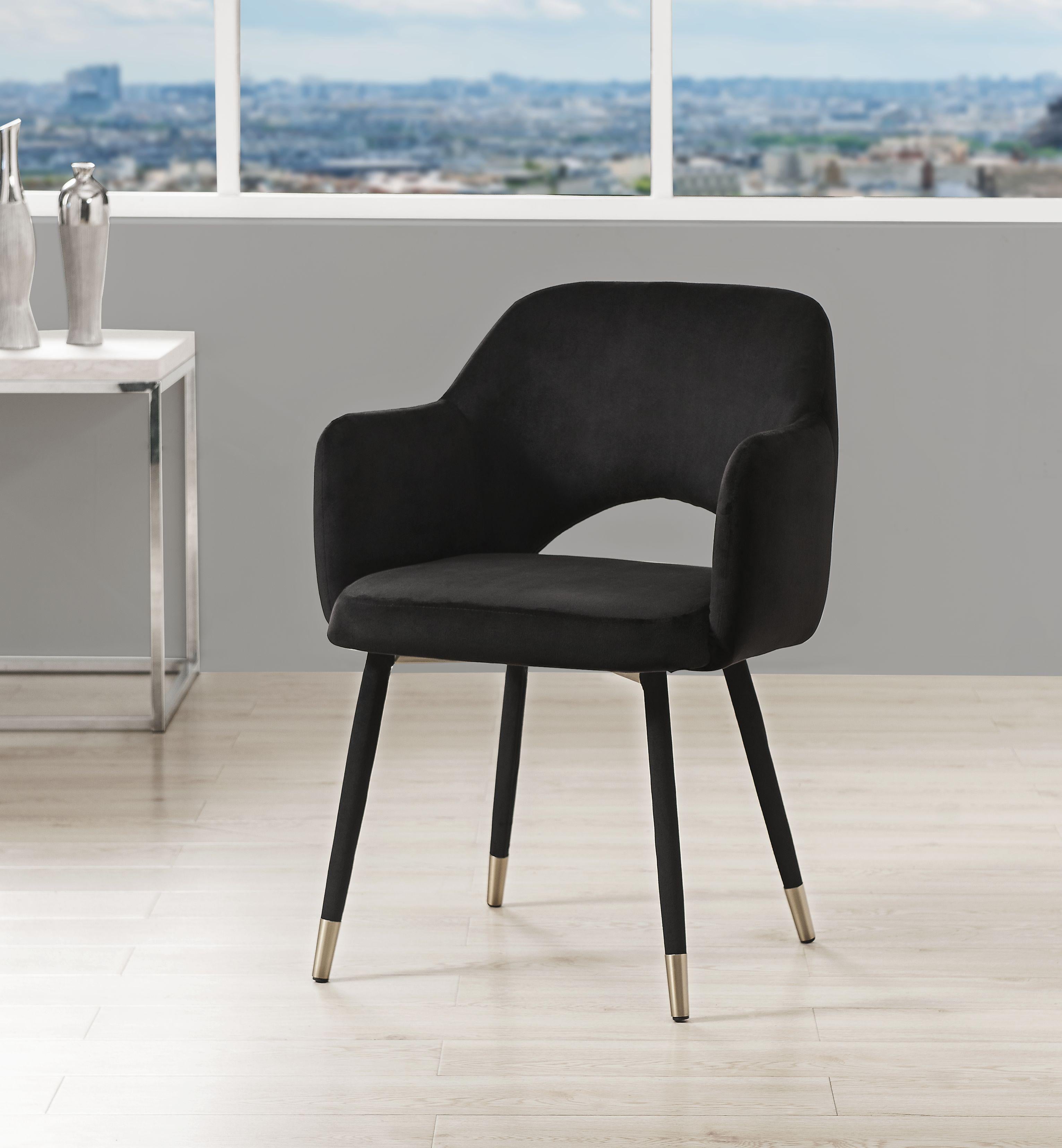 Applewood Black Velvet & Gold Accent Chair - Luxury Home Furniture (MI)