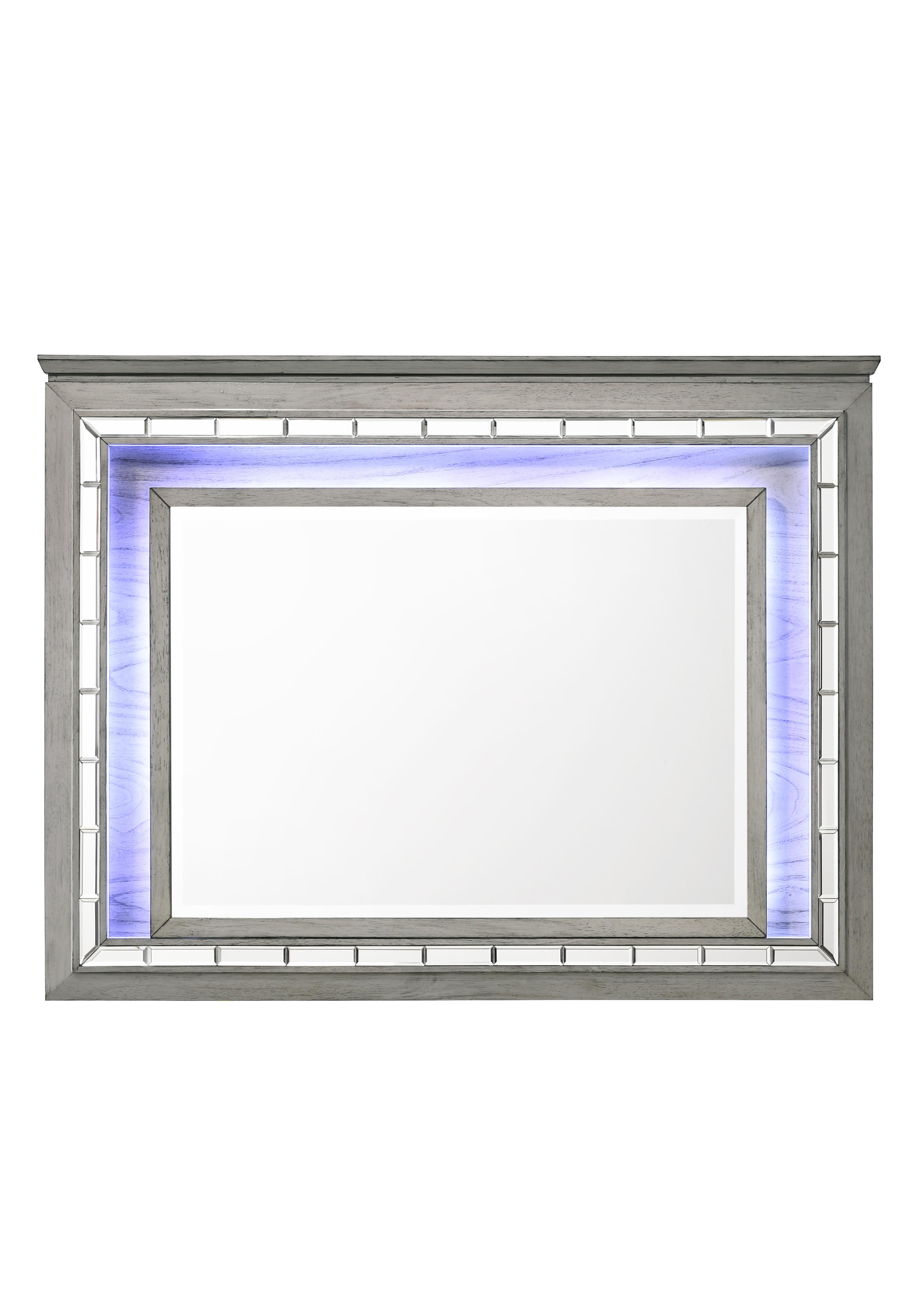 Antares Light Gray Oak Mirror (LED) - Luxury Home Furniture (MI)
