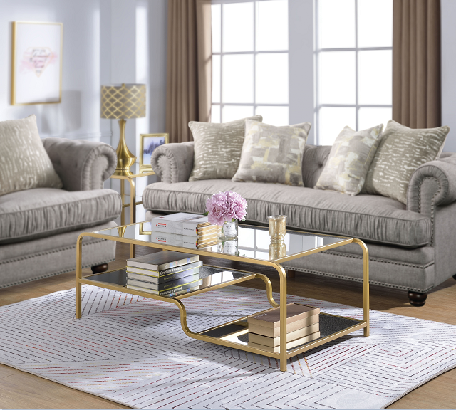 Astrid Gold & Mirror Coffee Table - Luxury Home Furniture (MI)