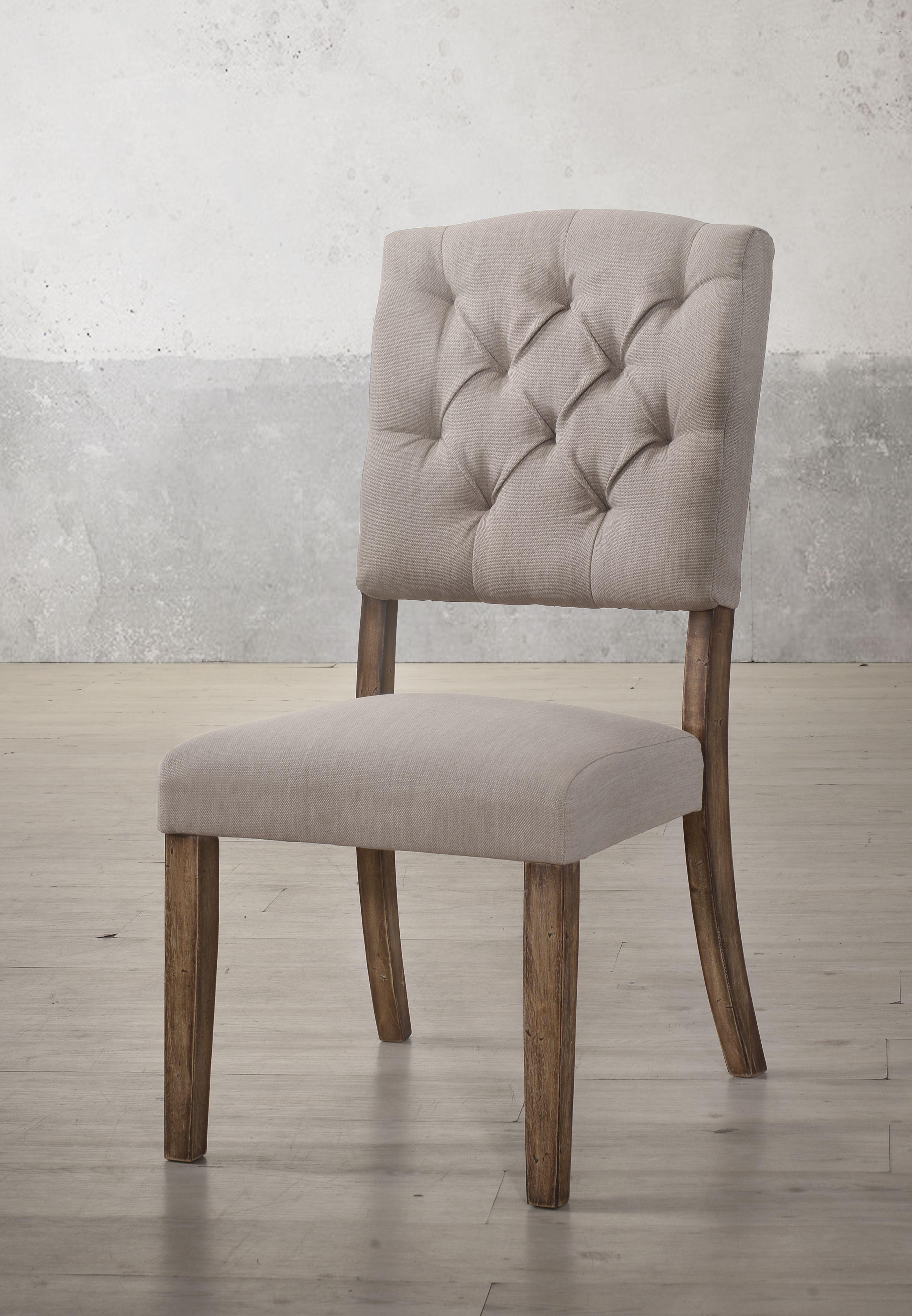 Bernard Cream Linen & Weathered Oak Side Chair - Luxury Home Furniture (MI)