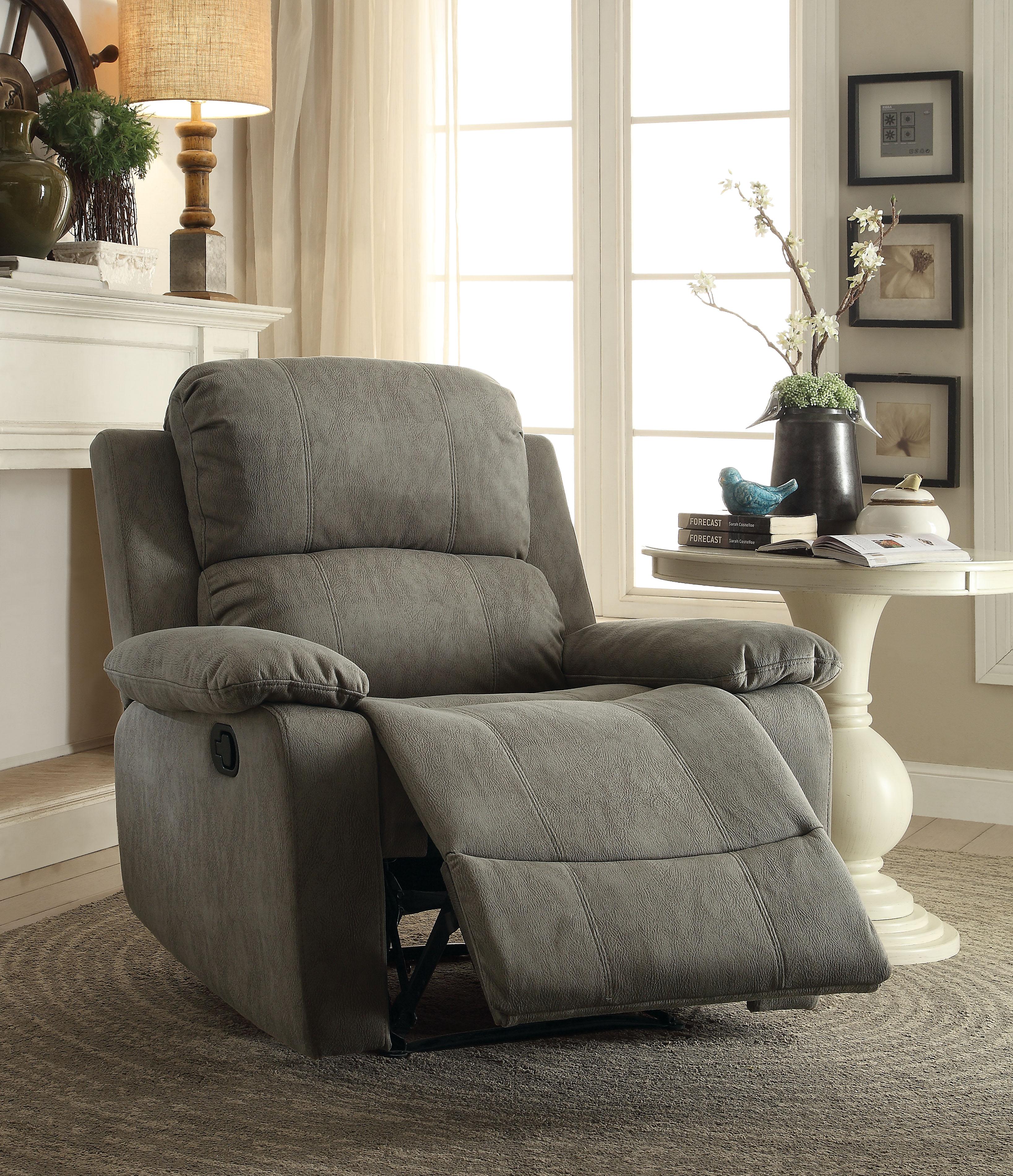 Bina Gray Polished Microfiber Recliner (Motion) - Luxury Home Furniture (MI)