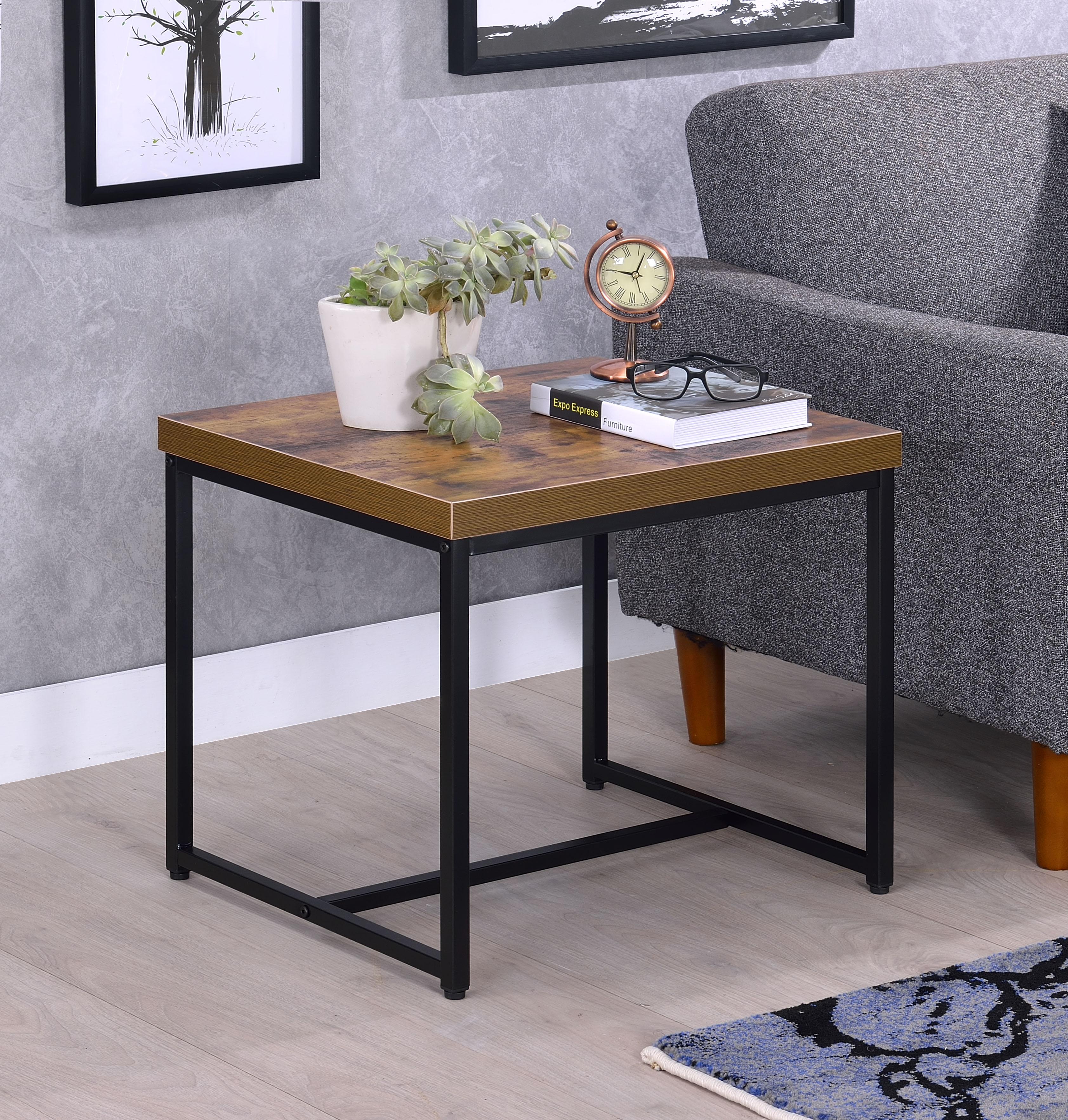 Bob Weathered Oak & Black End Table - Luxury Home Furniture (MI)