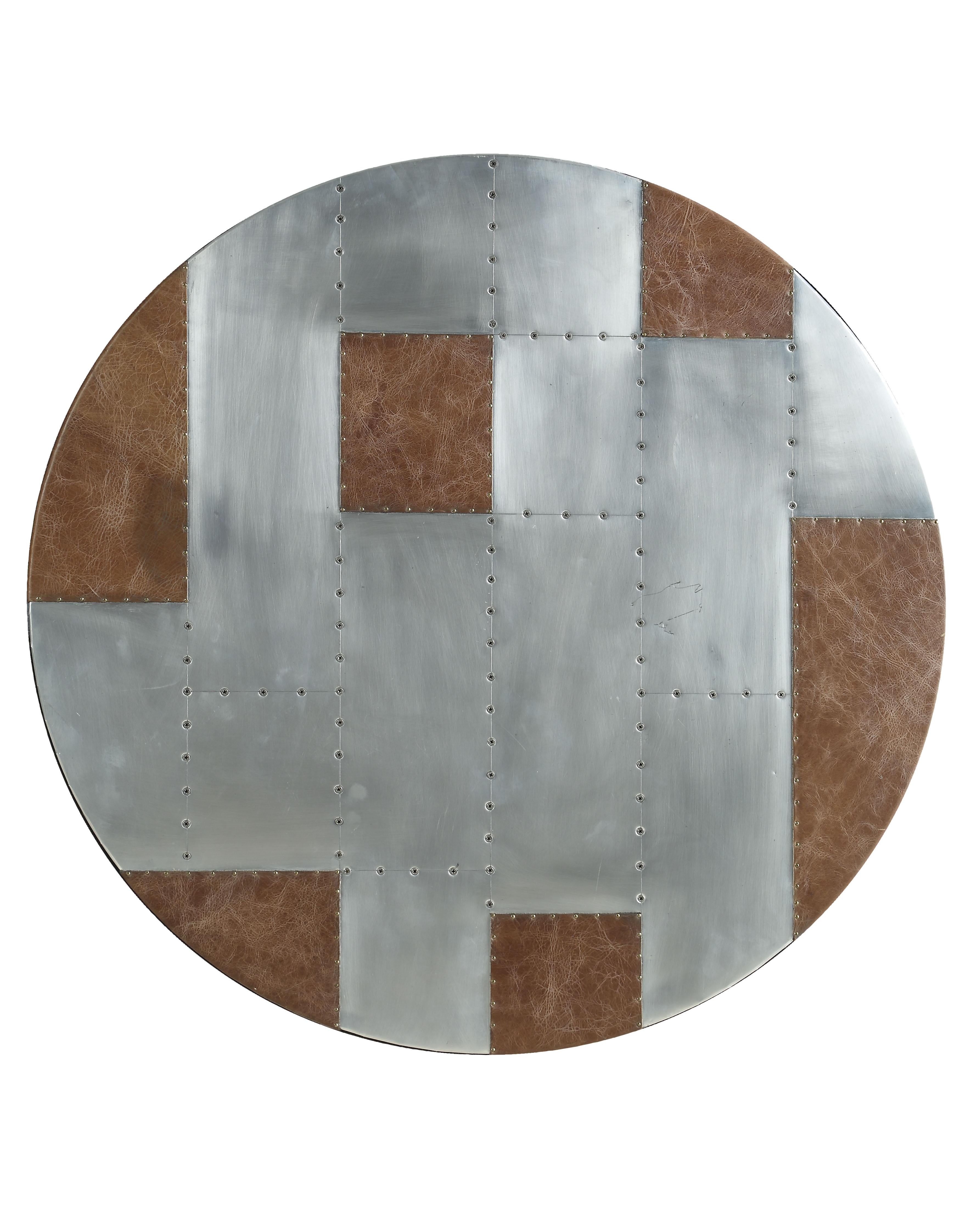 Brancaster Retro Brown Top Grain Leather & Aluminum Bar Table - Luxury Home Furniture (MI)