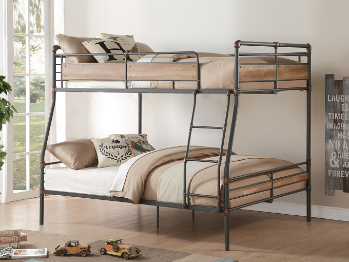 Brantley II Sandy Black & Dark Bronze Hand-Brushed Full XL/Queen Bunk Bed - Luxury Home Furniture (MI)