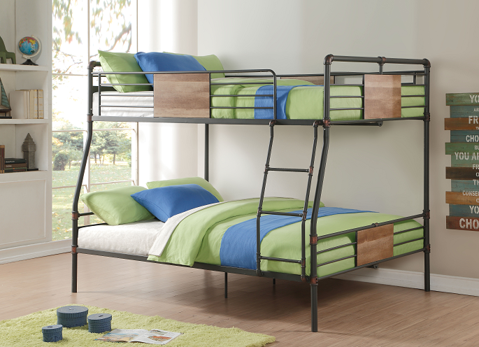 Brantley Sandy Black & Dark Bronze Hand-Brushed Full XL/Queen Bunk Bed - Luxury Home Furniture (MI)