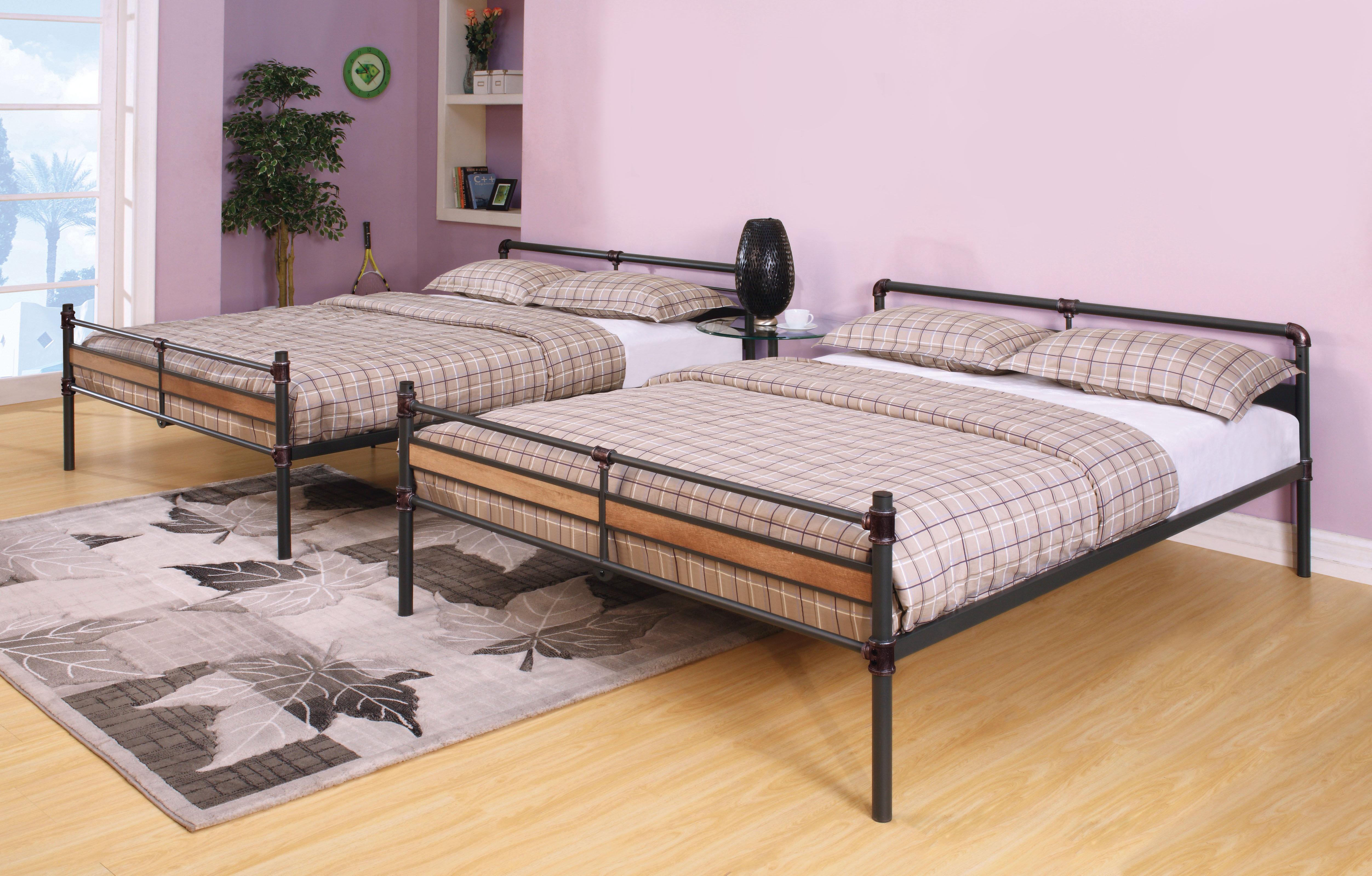 Brantley II Sandy Black & Dark Bronze Hand-Brushed Bunk Bed (Queen/Queen) - Luxury Home Furniture (MI)