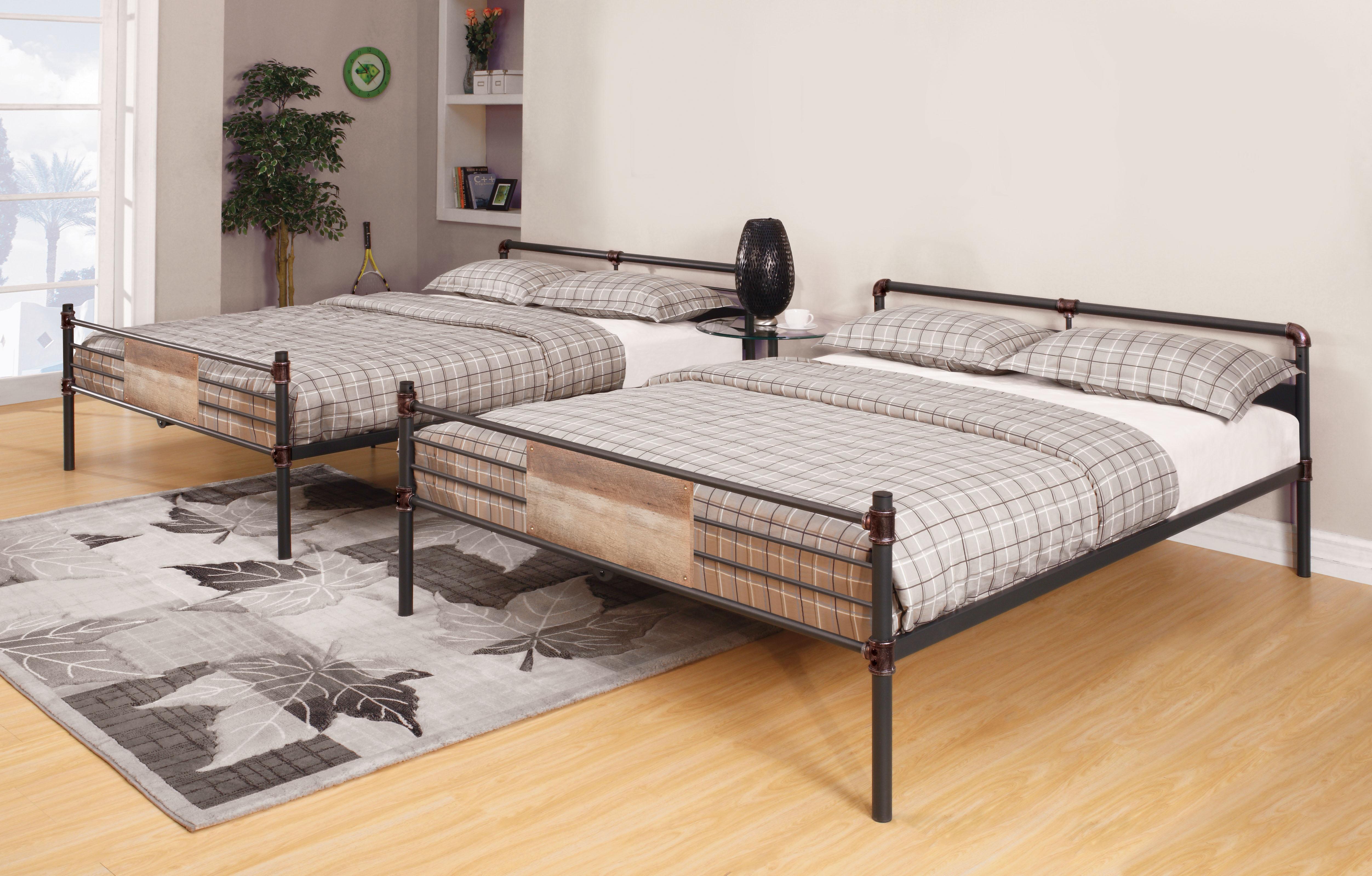 Brantley Sandy Black & Dark Bronze Hand-Brushed Bunk Bed (Queen/Queen) - Luxury Home Furniture (MI)