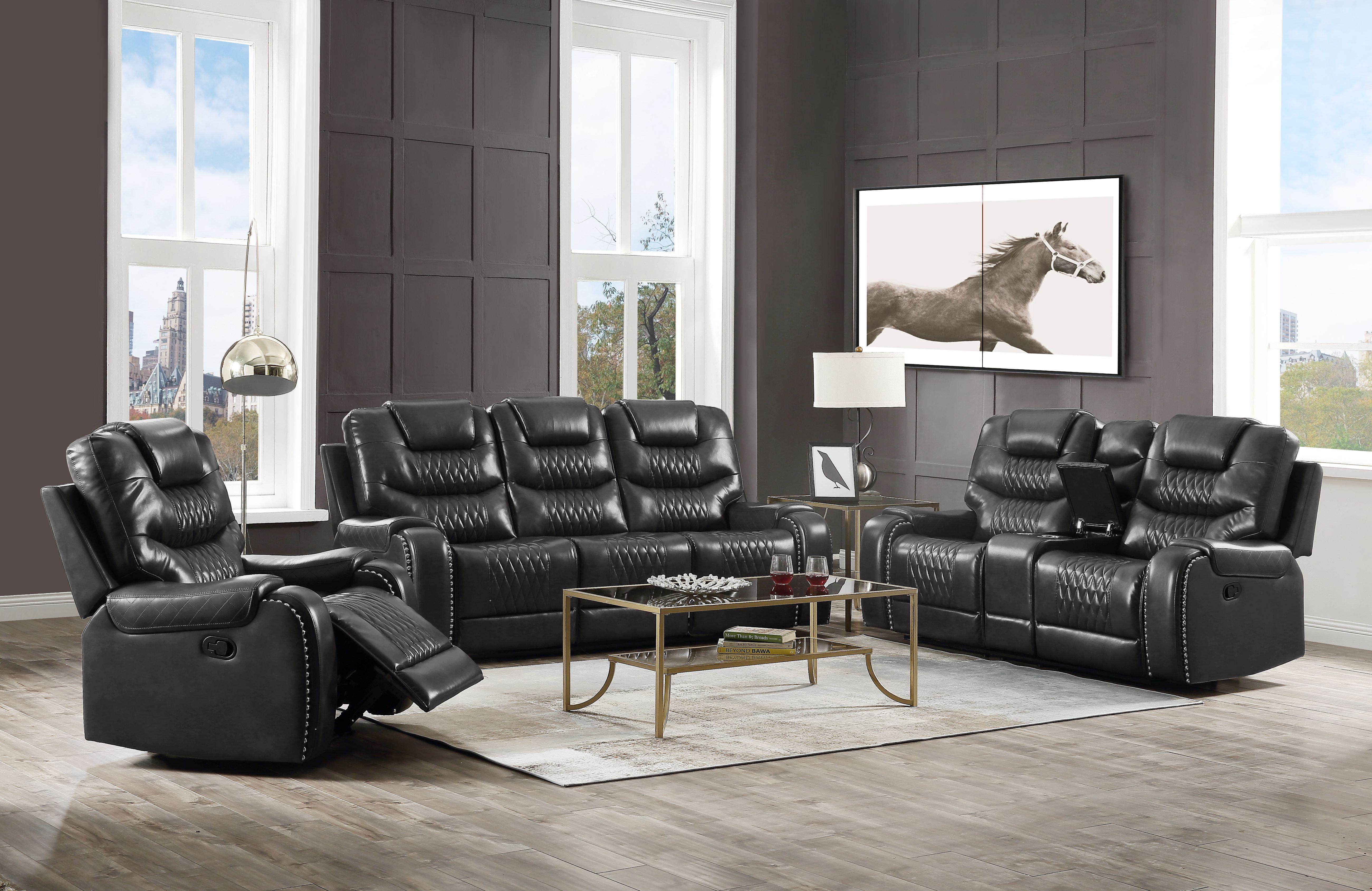 Braylon Magnetite PU Sofa (Motion) - Luxury Home Furniture (MI)