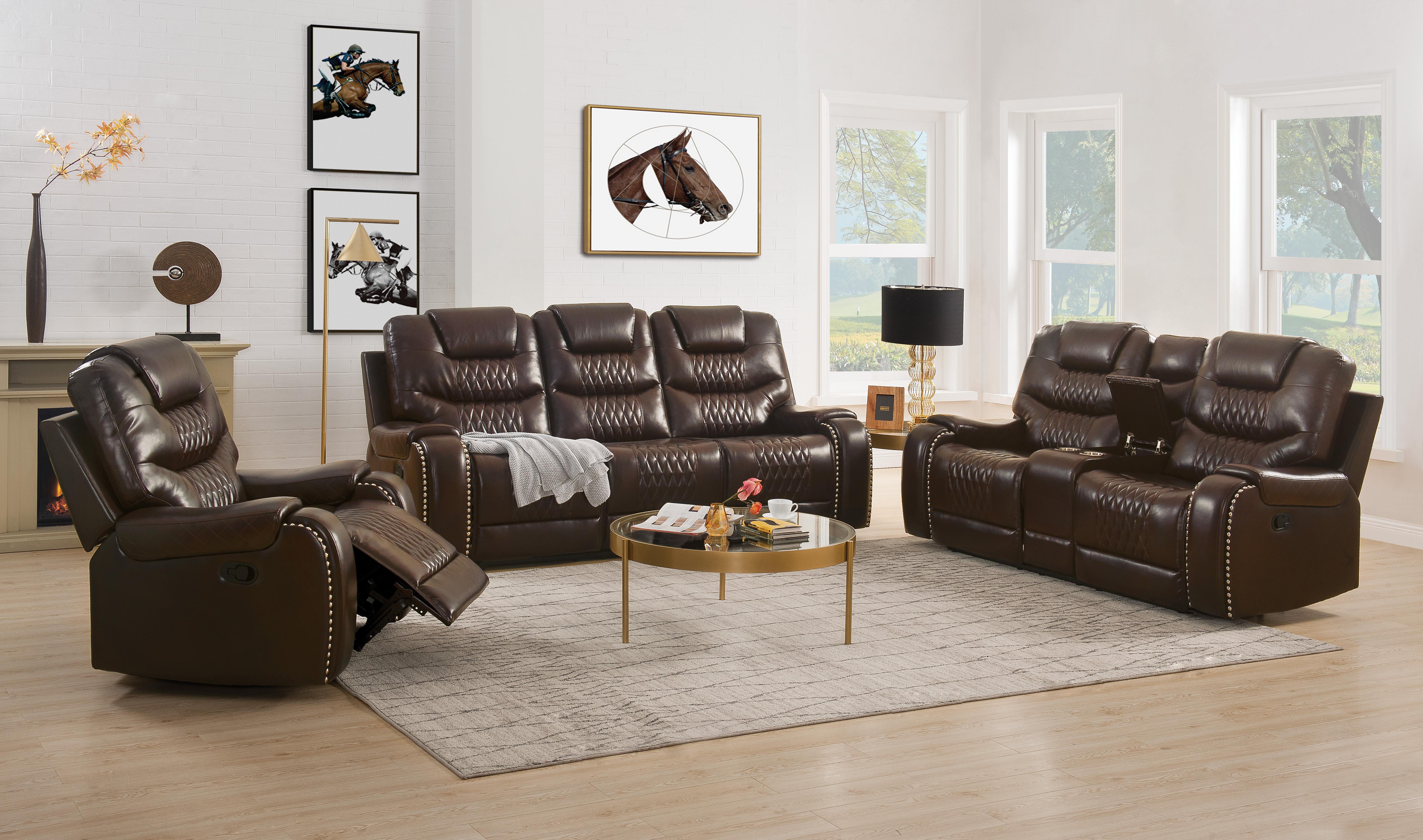 Braylon Brown PU Sofa (Motion) - Luxury Home Furniture (MI)