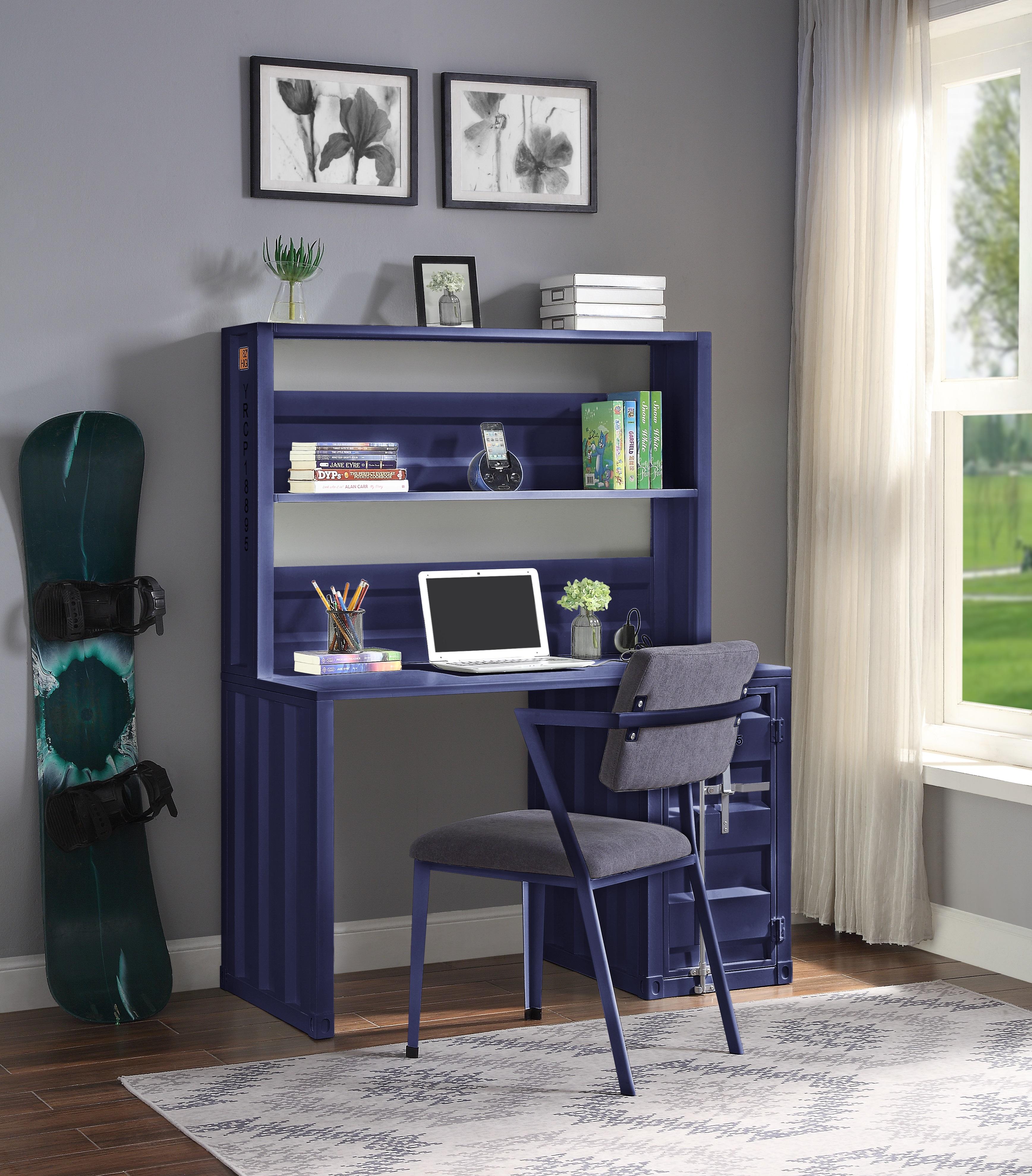 Cargo Blue Desk & Hutch - Luxury Home Furniture (MI)