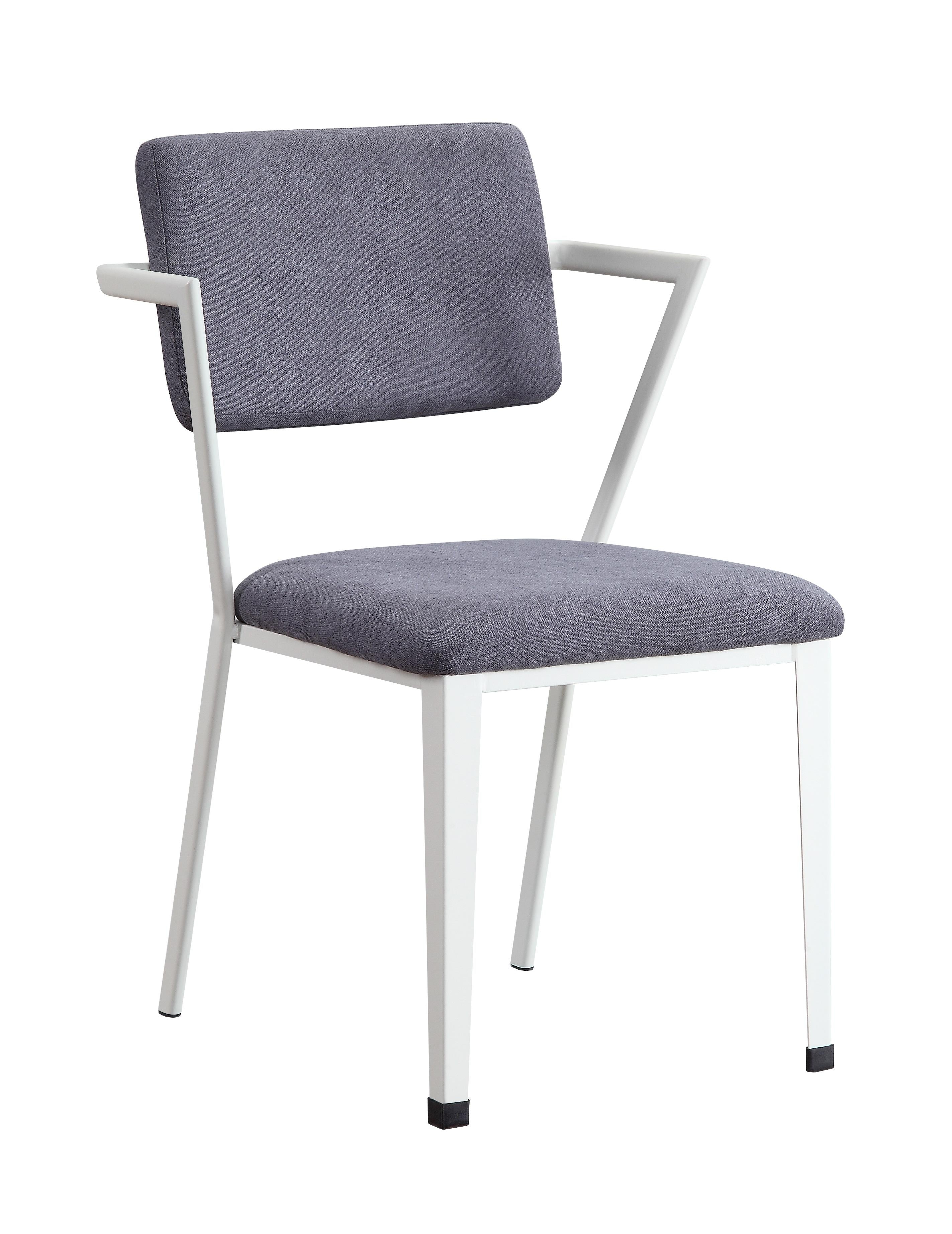 Cargo Gray Fabric & White Chair - Luxury Home Furniture (MI)