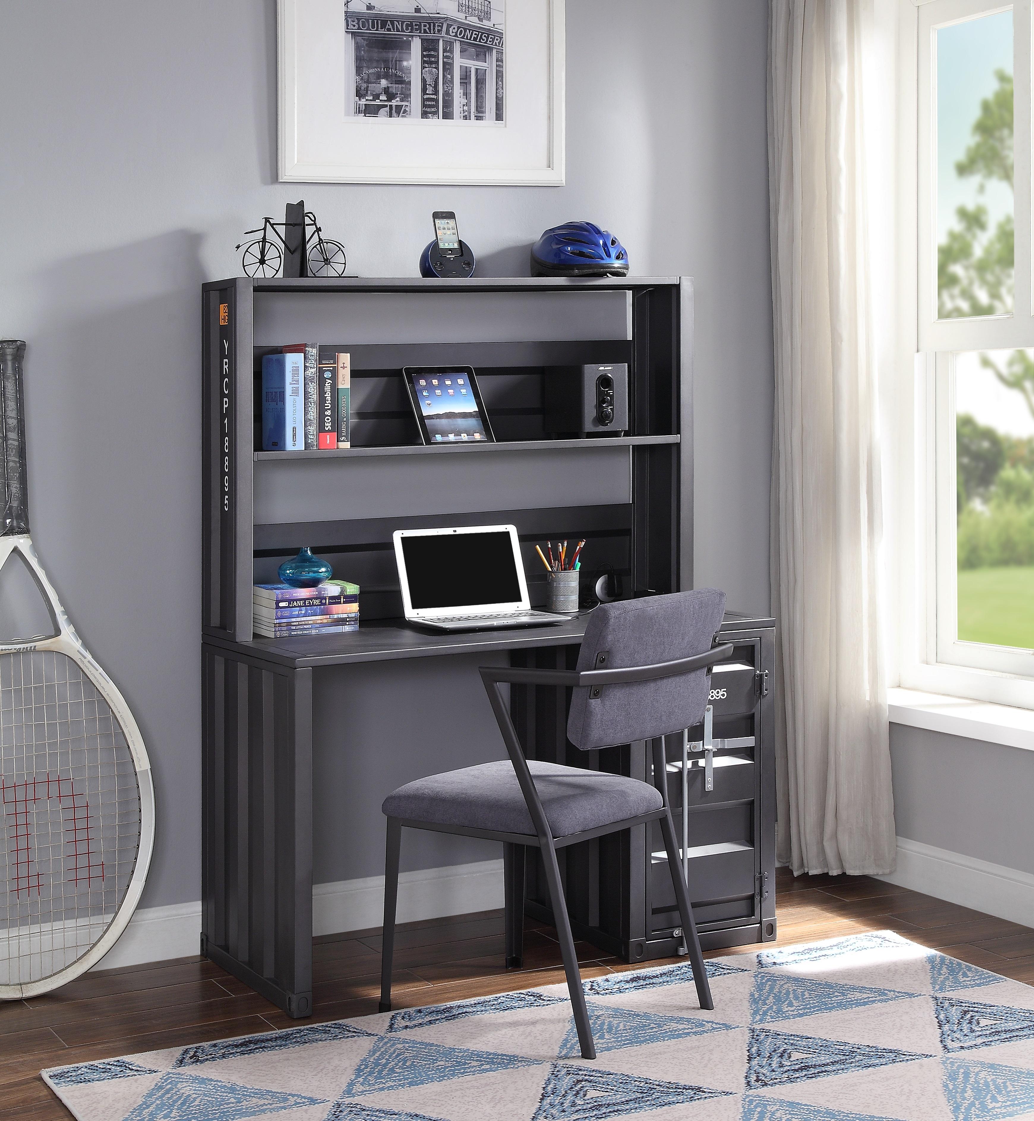 Cargo Gunmetal Desk & Hutch - Luxury Home Furniture (MI)