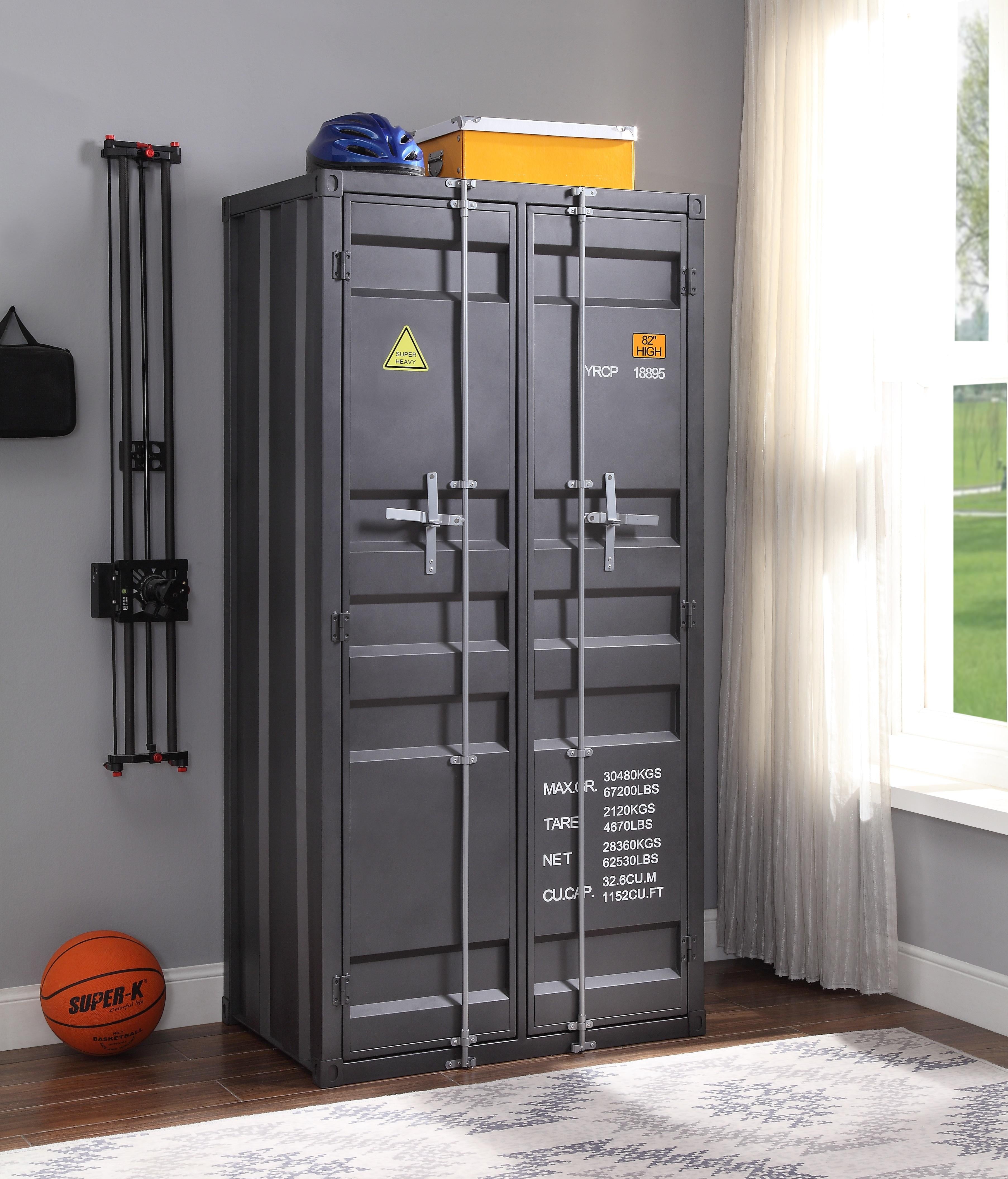 Cargo Gunmetal Wardrobe (Double Door) - Luxury Home Furniture (MI)