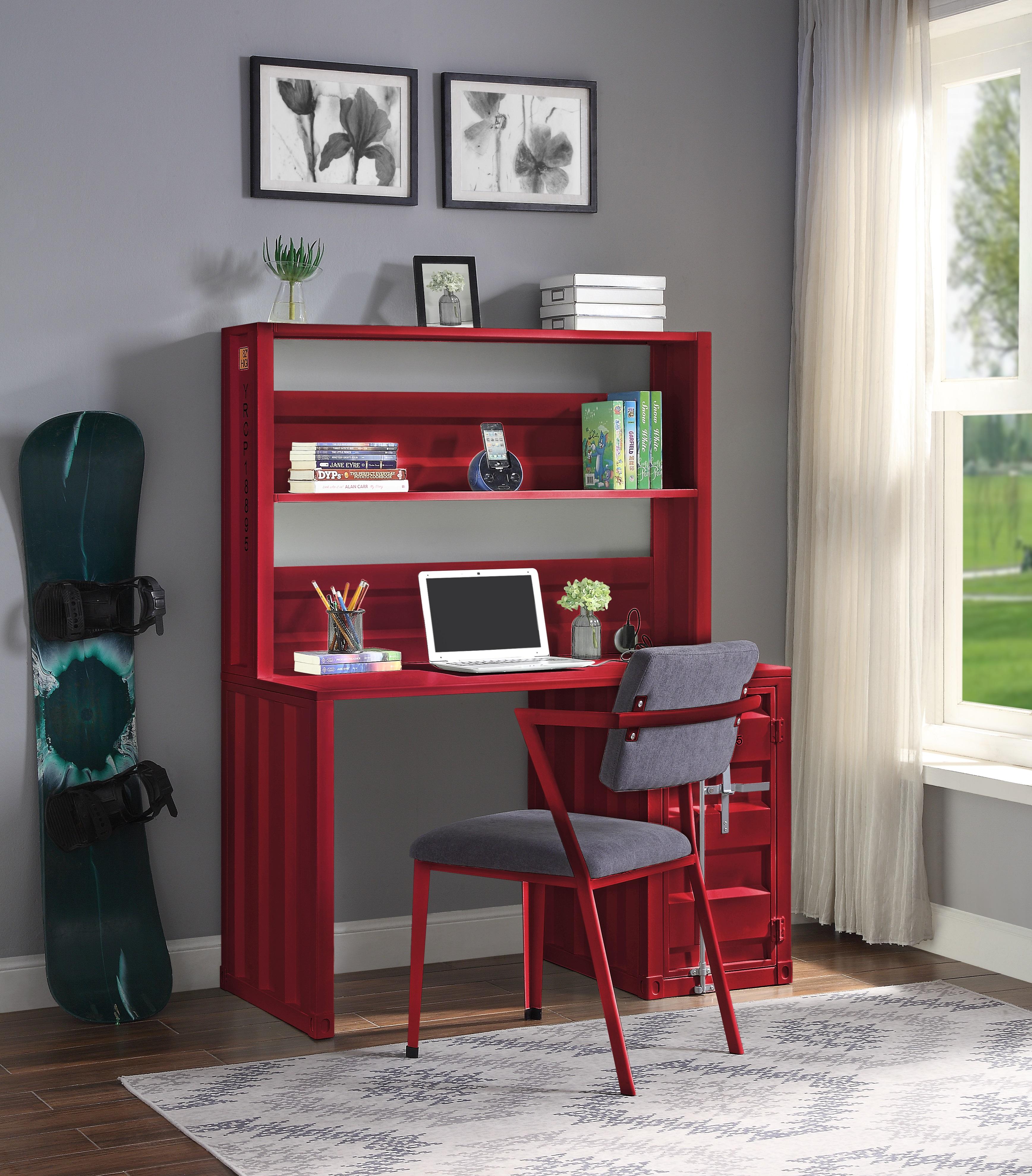 Cargo Red Desk & Hutch - Luxury Home Furniture (MI)