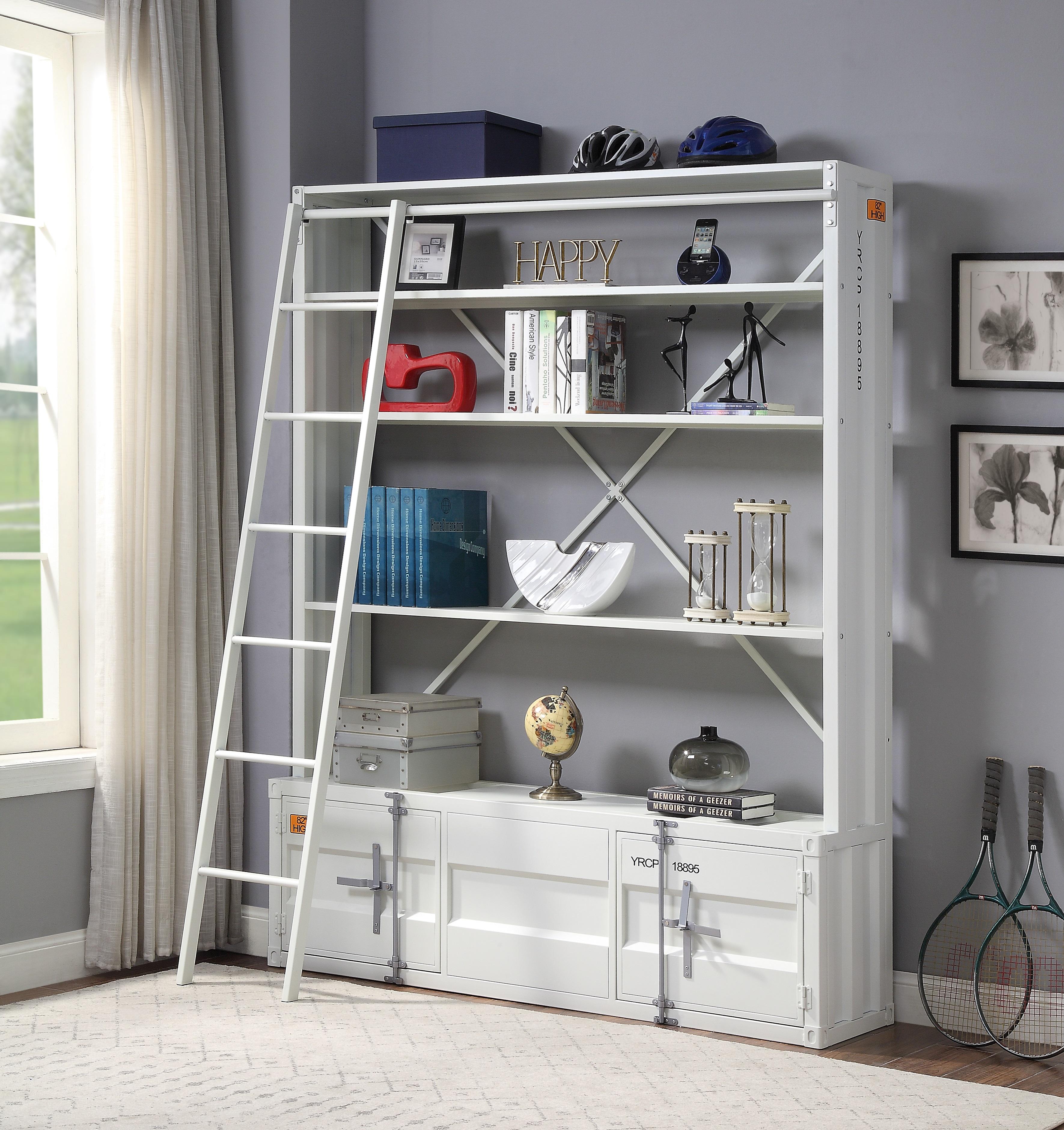 Cargo White Bookshelf & Ladder - Luxury Home Furniture (MI)