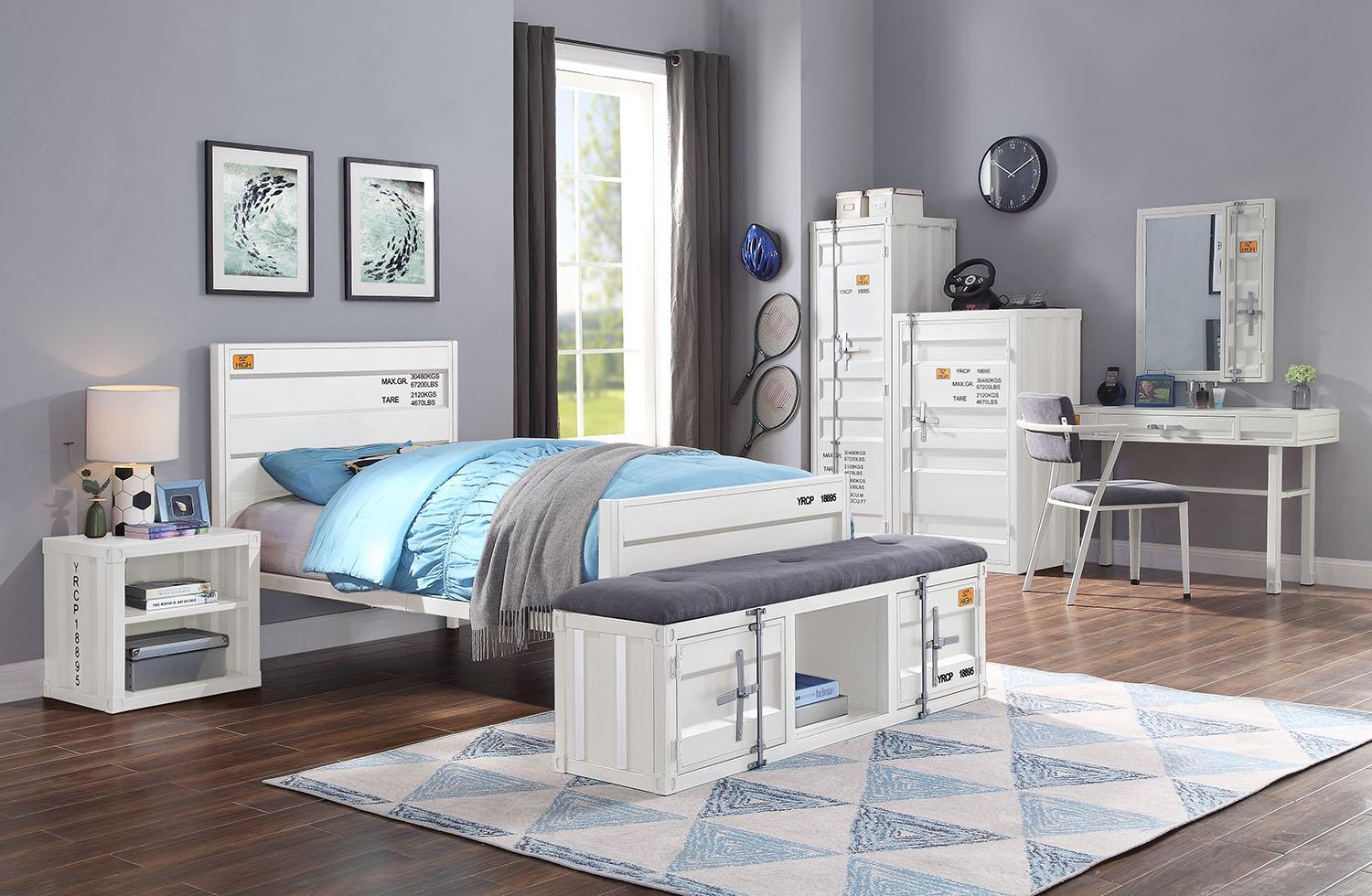 Cargo White Twin Bed - Luxury Home Furniture (MI)