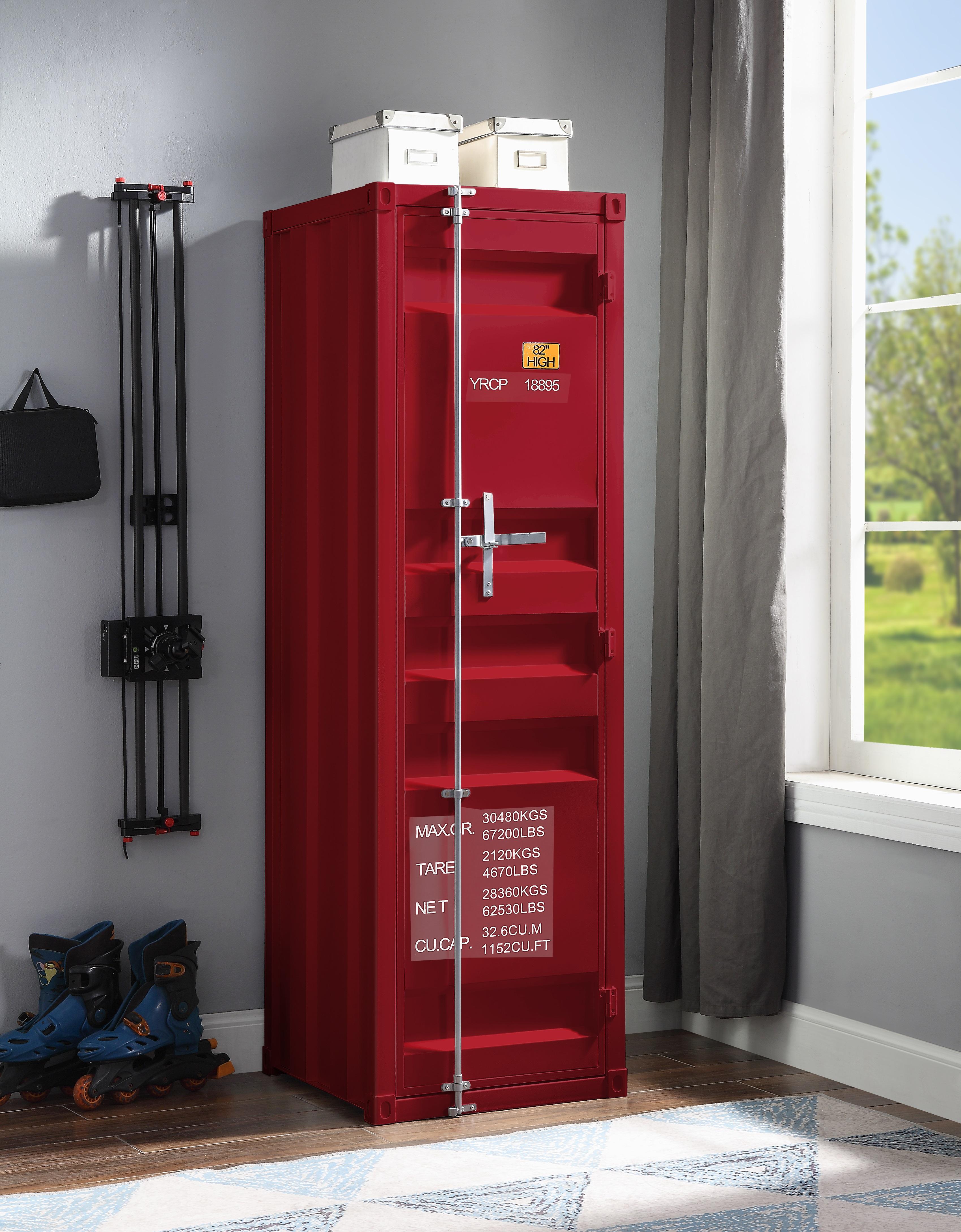 Cargo Red Wardrobe (Single Door) - Luxury Home Furniture (MI)
