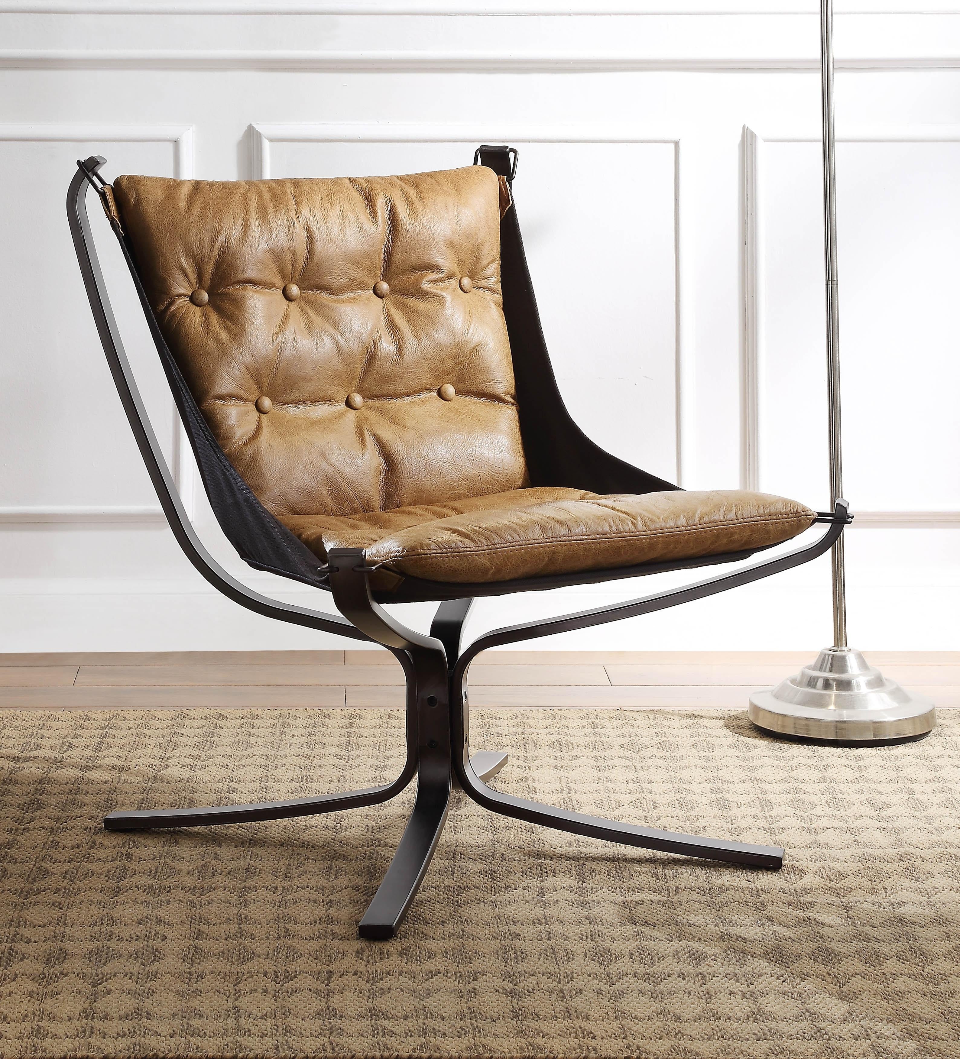 Carney Coffee Top Grain Leather Accent Chair - Luxury Home Furniture (MI)