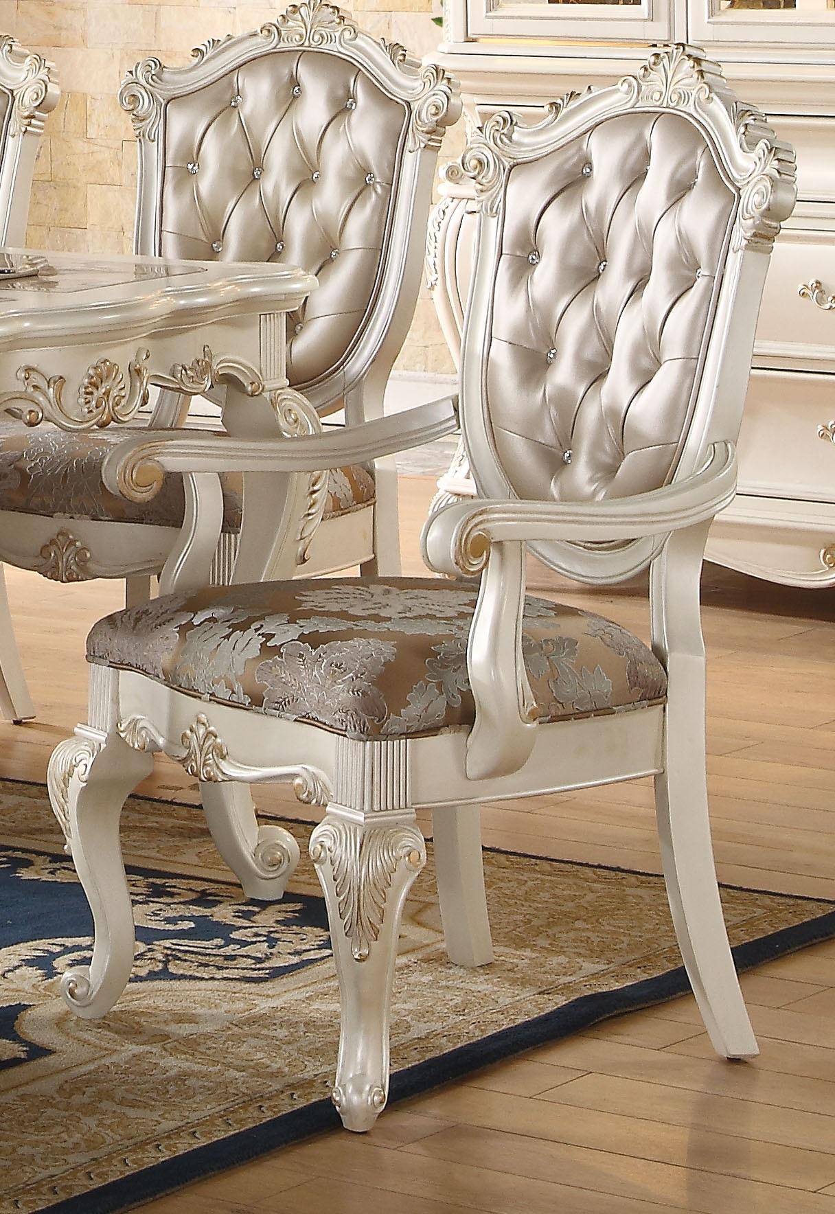 Chantelle Rose Gold PU & Pearl White Arm Chair - Luxury Home Furniture (MI)