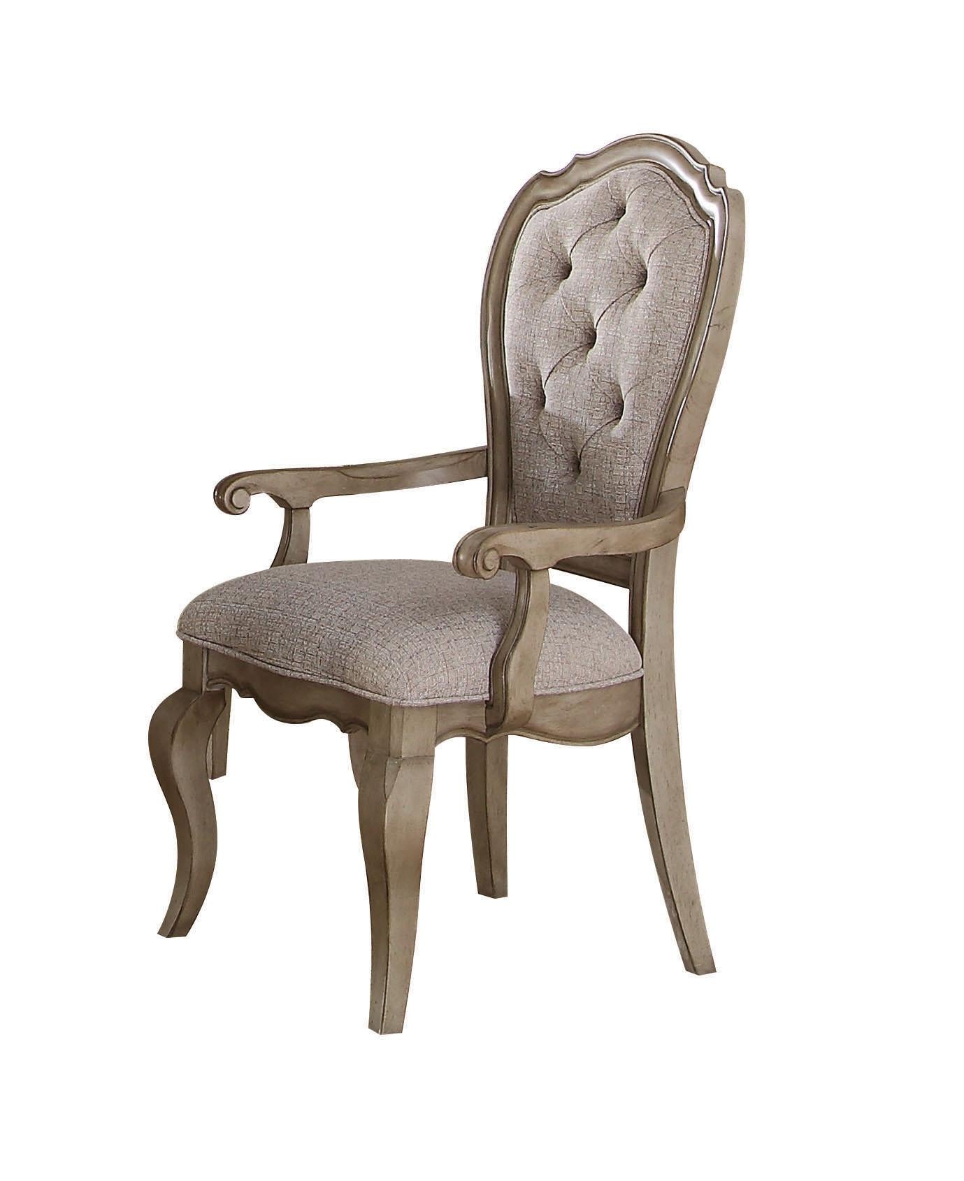 Chelmsford Beige Fabric & Antique Taupe Arm Chair - Luxury Home Furniture (MI)