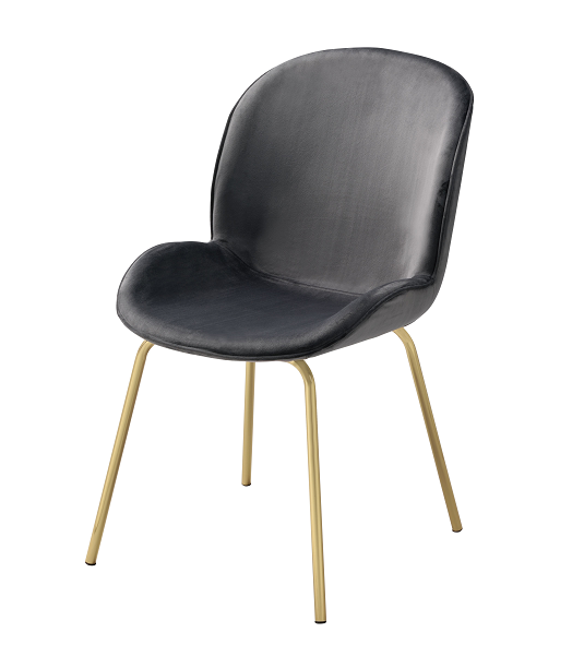 Chuchip Gray Velvet & Gold Side Chair - Luxury Home Furniture (MI)