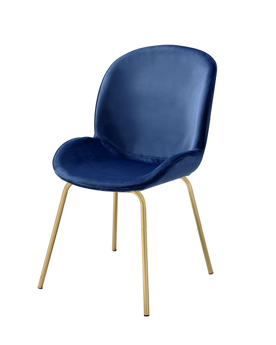 Chuchip Blue Velvet & Gold Side Chair - Luxury Home Furniture (MI)