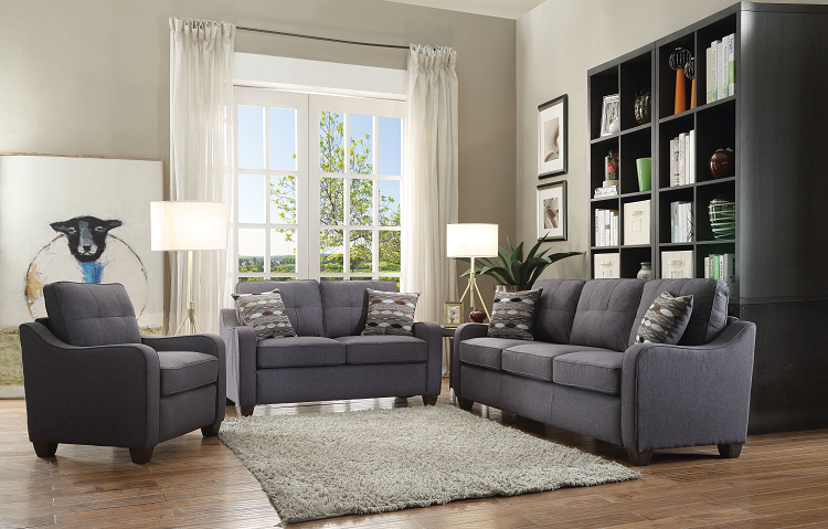 Cleavon II Gray Linen Sofa w/2 Pillows - Luxury Home Furniture (MI)