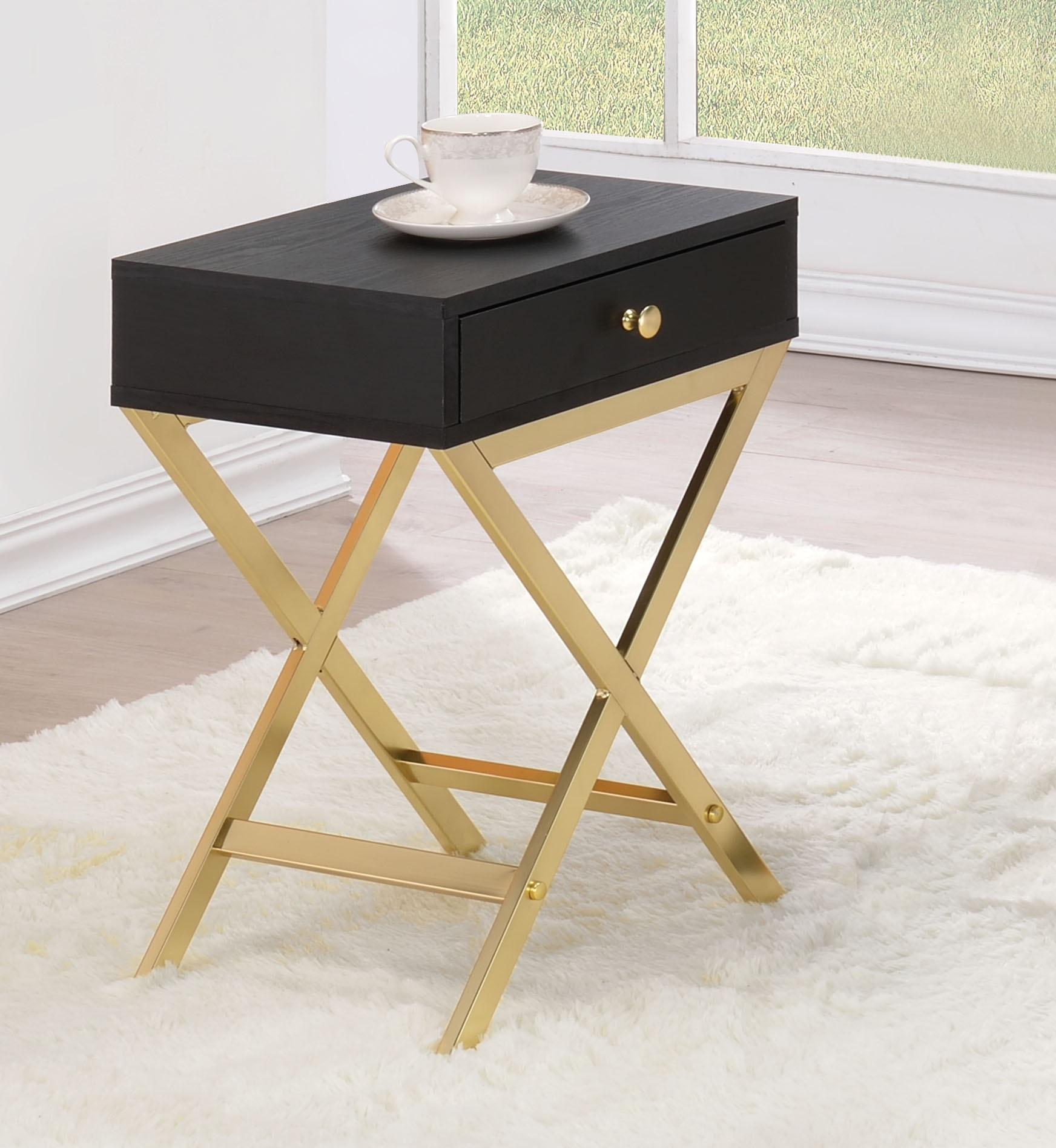 Coleen Black & Brass Side Table - Luxury Home Furniture (MI)