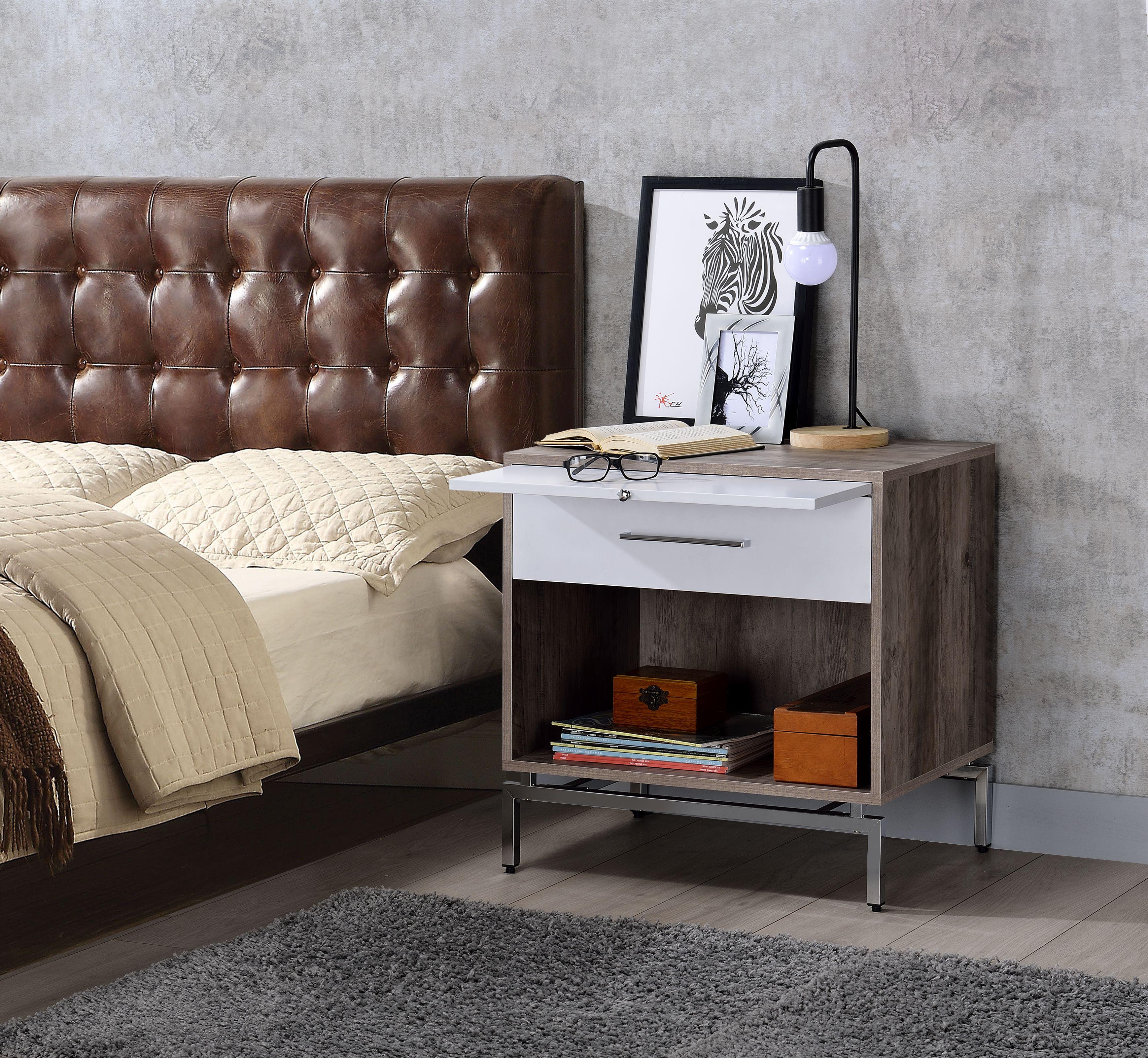 Cistus Weathered Gray Oak & White Accent Table - Luxury Home Furniture (MI)