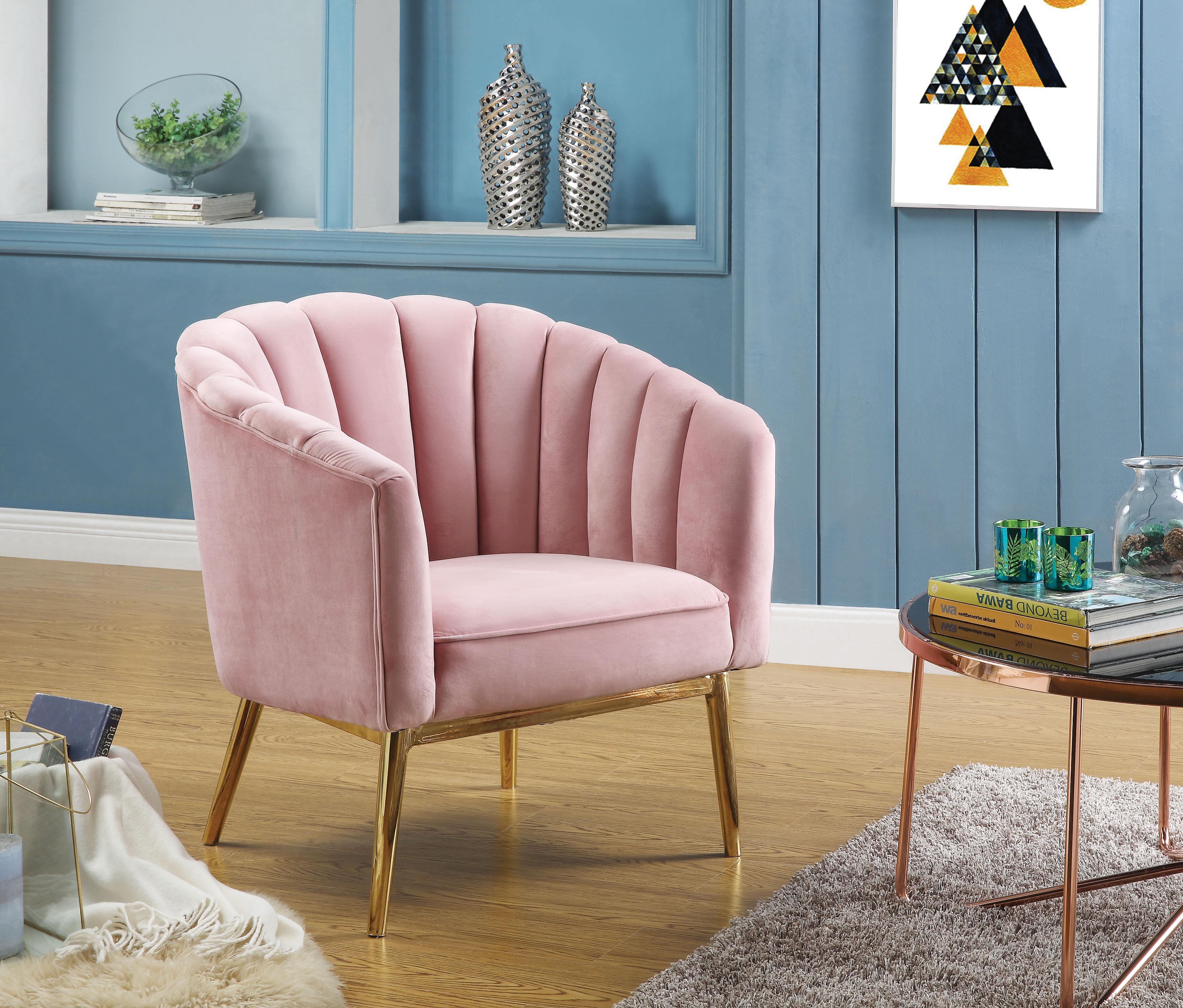 Colla Blush Pink Velvet & Gold Accent Chair - Luxury Home Furniture (MI)