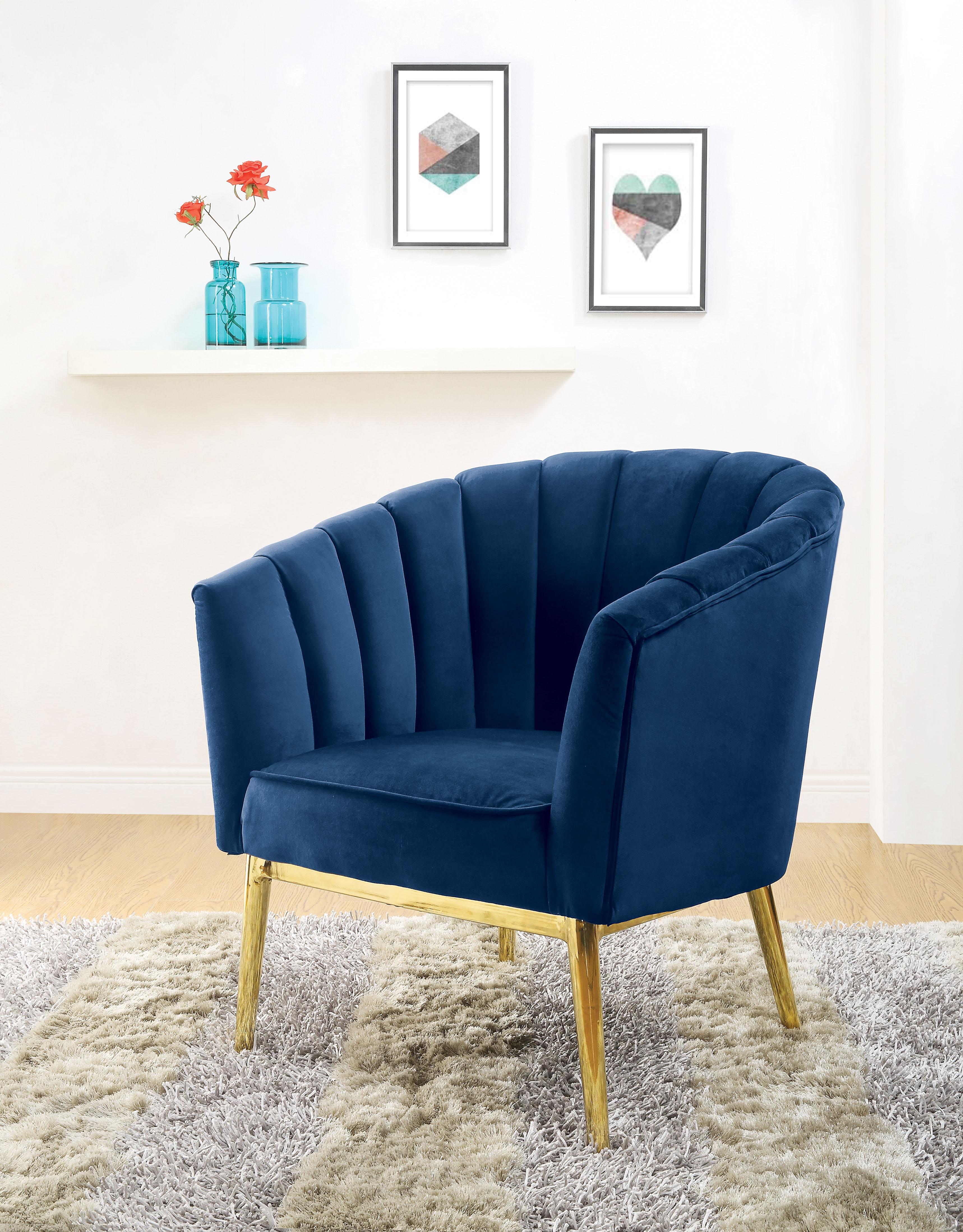 Colla Midnight Blue Velvet & Gold Accent Chair - Luxury Home Furniture (MI)