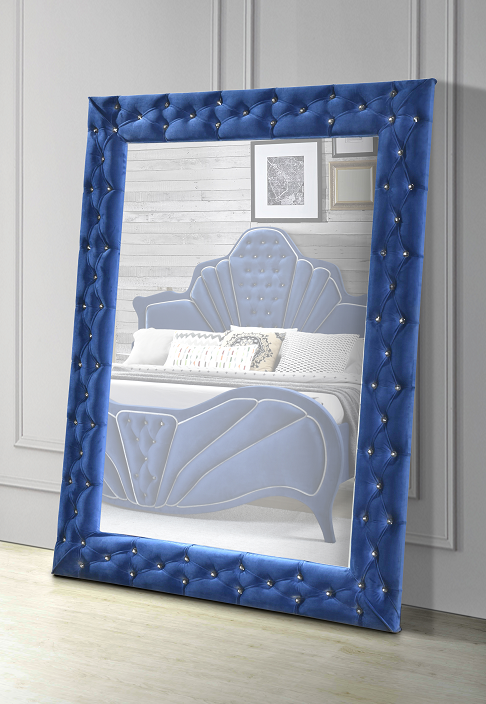 Dante Blue Velvet Accent Floor Mirror - Luxury Home Furniture (MI)