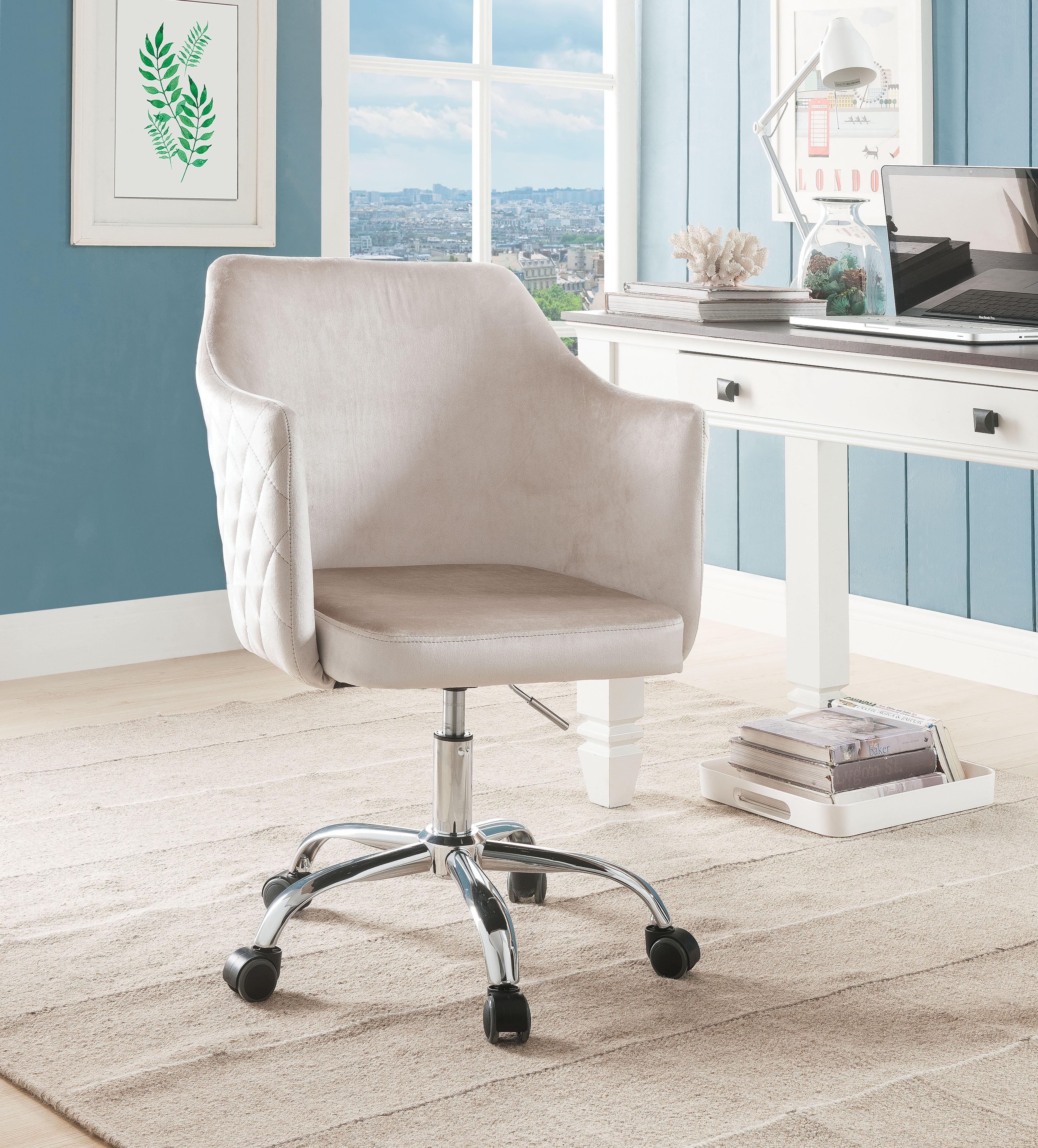 Cosgair Champagne Velvet & Chrome Office Chair - Luxury Home Furniture (MI)