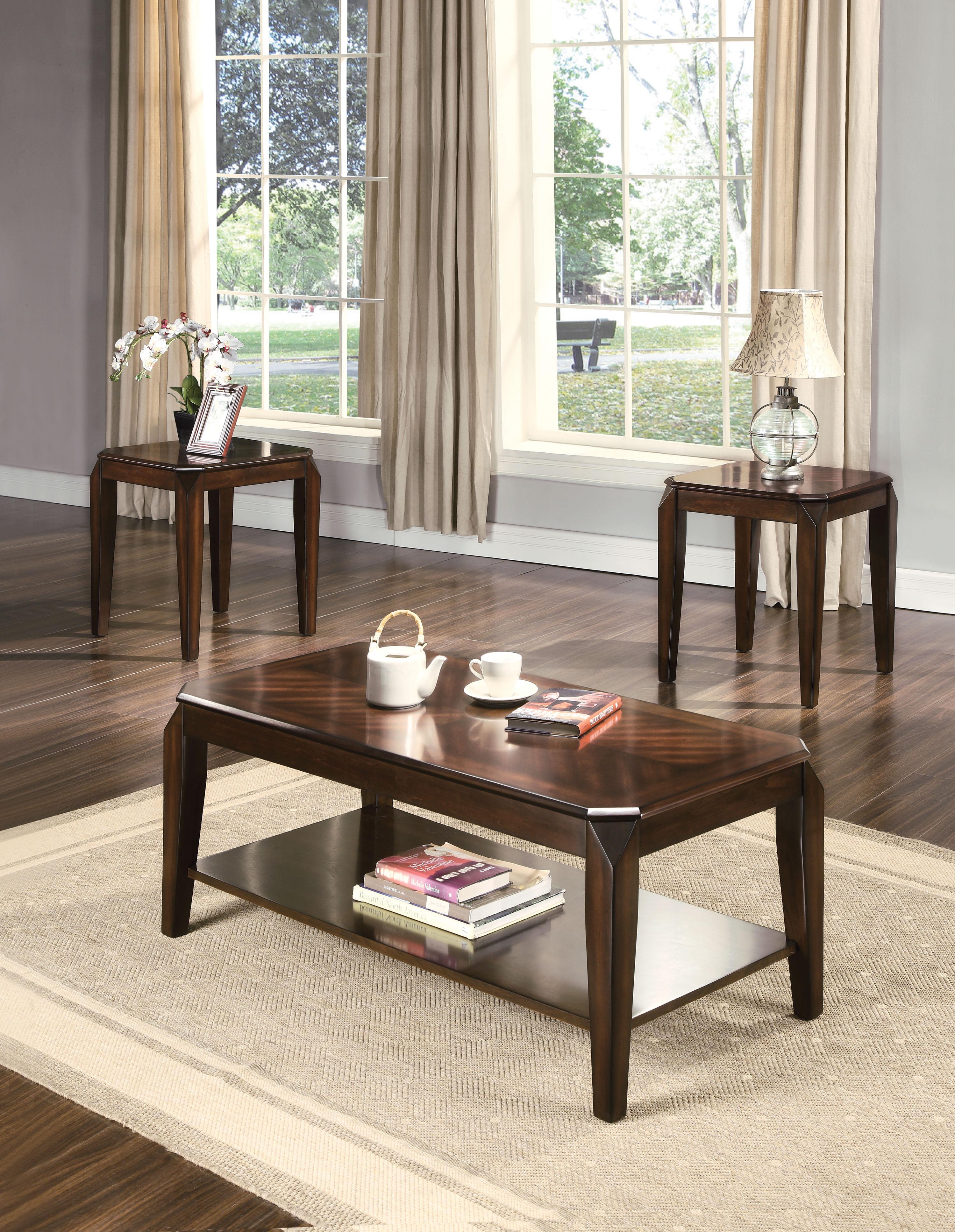 Docila Walnut Coffee/End Table Set (3Pc Pk) - Luxury Home Furniture (MI)