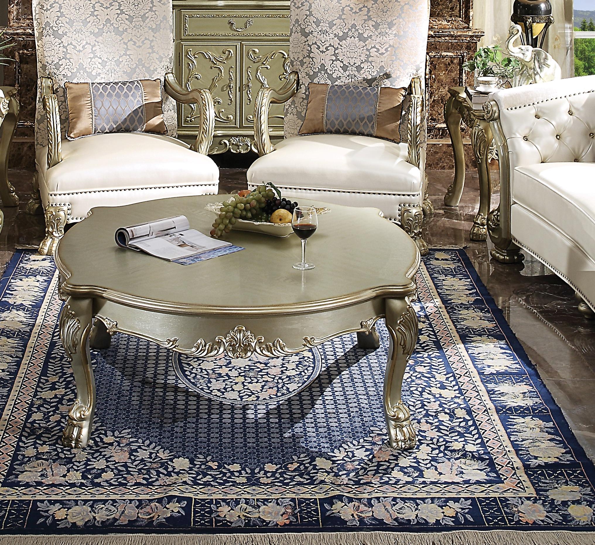 Dresden II Gold Patina & Bone Coffee Table - Luxury Home Furniture (MI)