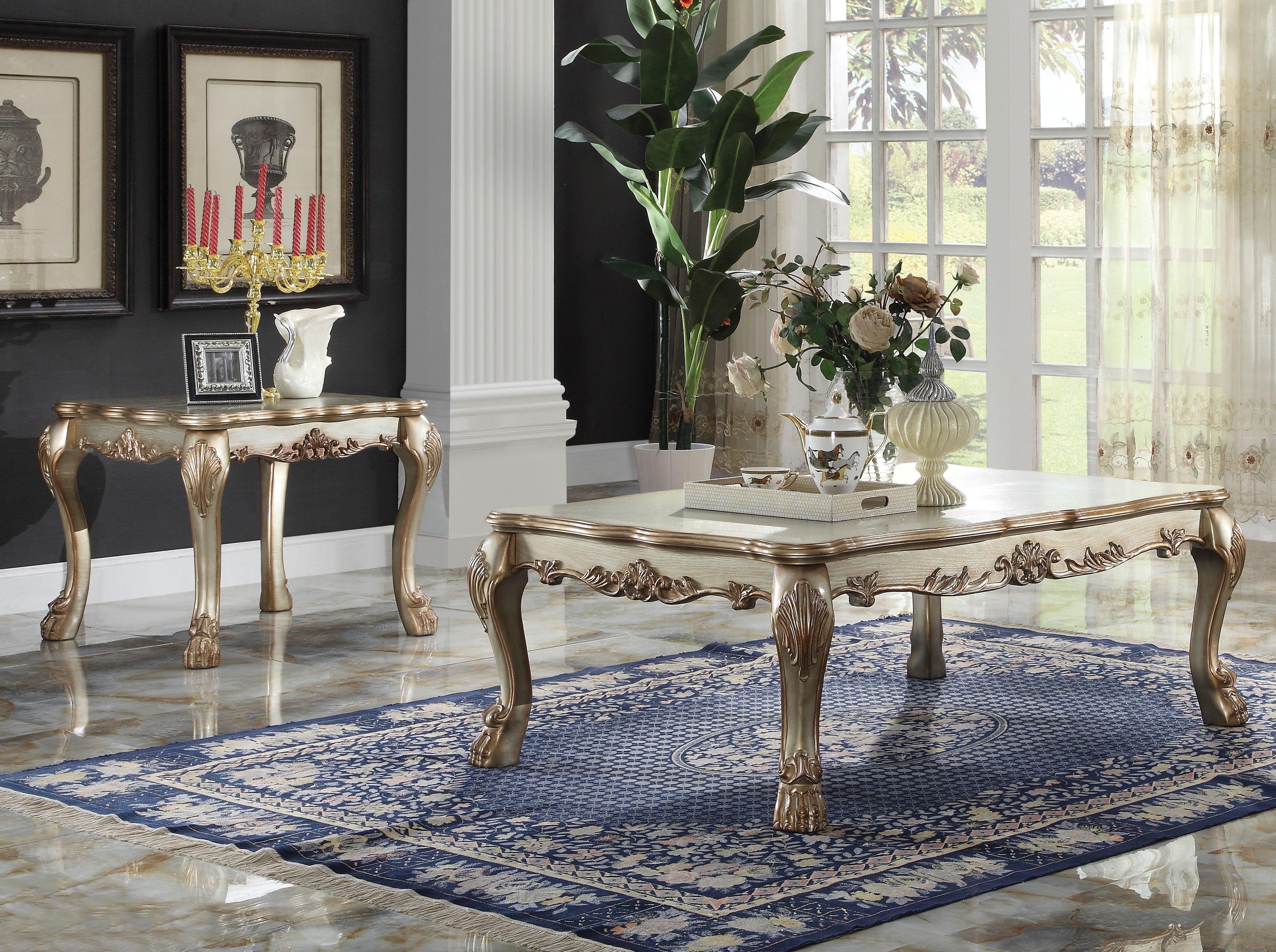 Dresden Gold Patina & Bone Coffee Table - Luxury Home Furniture (MI)