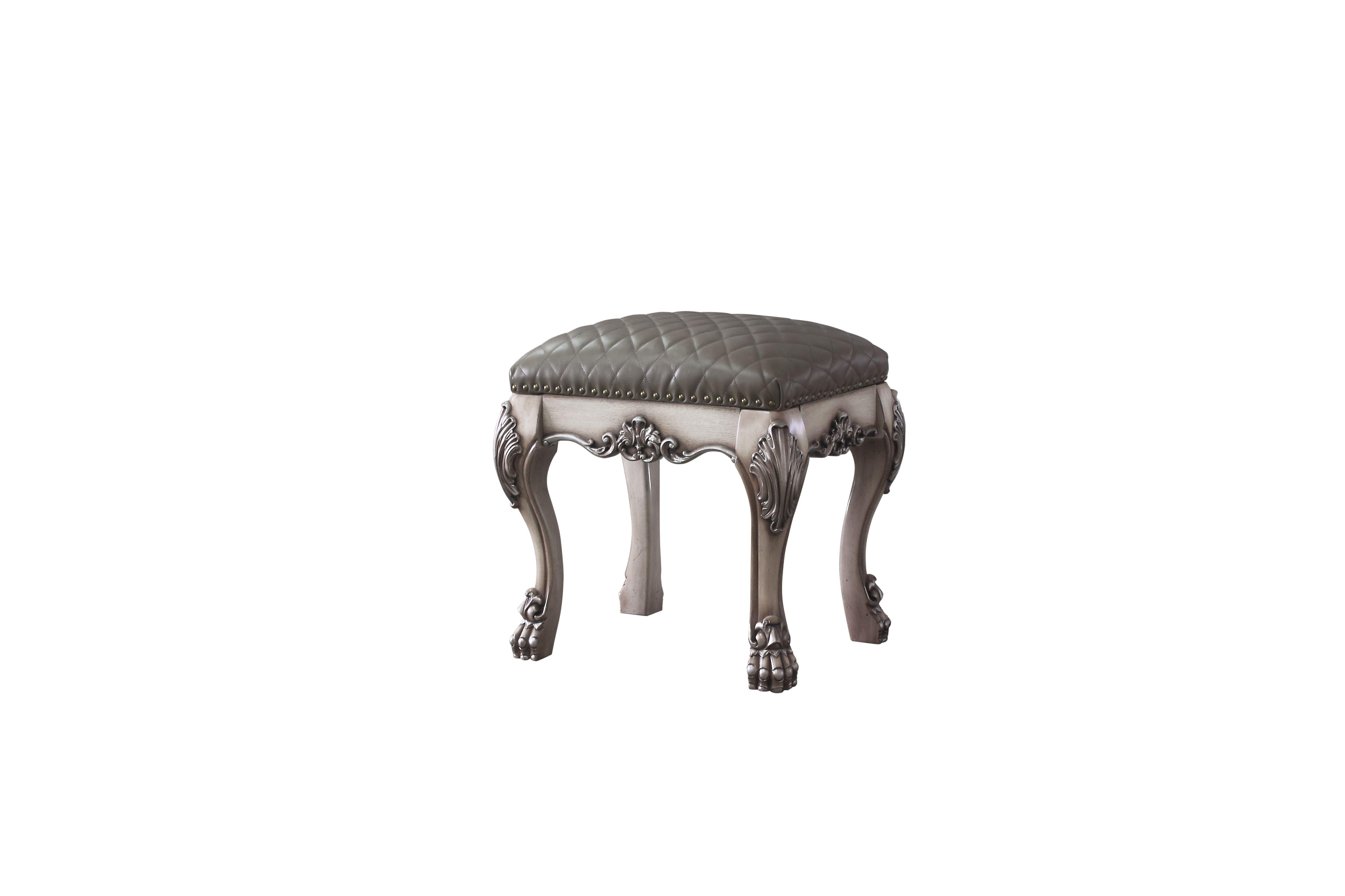 Dresden Vintage Bone White & PU Vanity Stool - Luxury Home Furniture (MI)